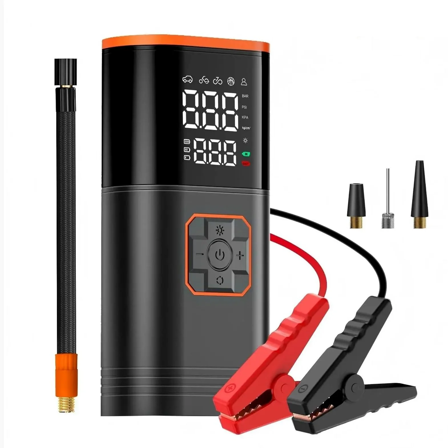 Inflador Ruedas Coche Arrancador de batería 4 en 1 de 150PSI, compresor de aire portátil, bomba de aire, pantalla Digital, inflador de neumáticos de arranque de coche Compresores de aire portátiles