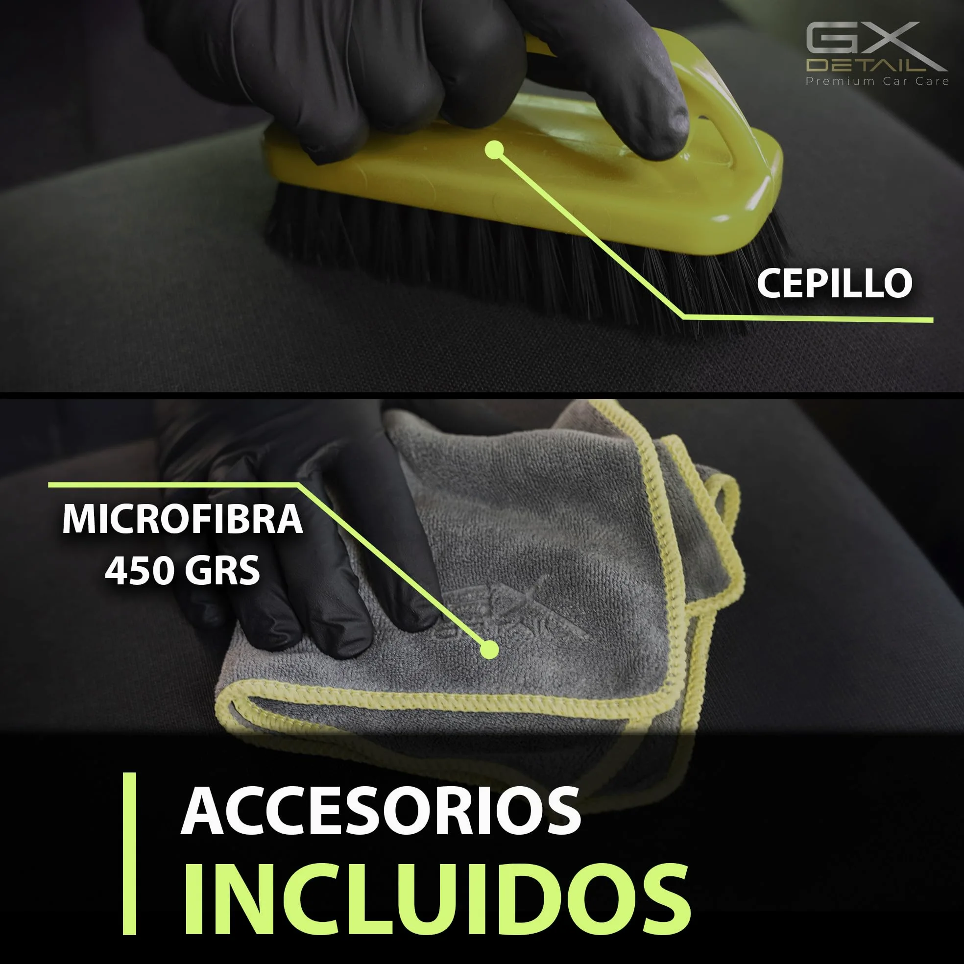 GxDetail Limpia Interiores y Tapicerías para Coche 5 Litro – Elimina Manchas, Suciedad y Olores – Fórmula Potente y Segura para Tela, Cuero y Alfombrillas – Acabado Profesional y Fácil Aplicación
