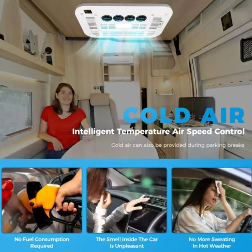 12V RV Aire Acondicionado Techo, Voltaje Aparcamiento Autobús, Barco, Caravana, Furgoneta, Camión, Remolque