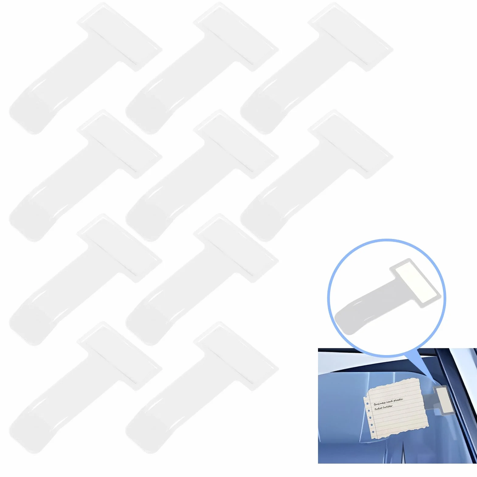 10 Unidades Porta para Auto, Clip Transparente de Parabrisas Coche, Portadocumentos para Auto, Soporte de Tickets para Coche, Pinza Adhesiva para Ticket Parking, Car Ticket Holder