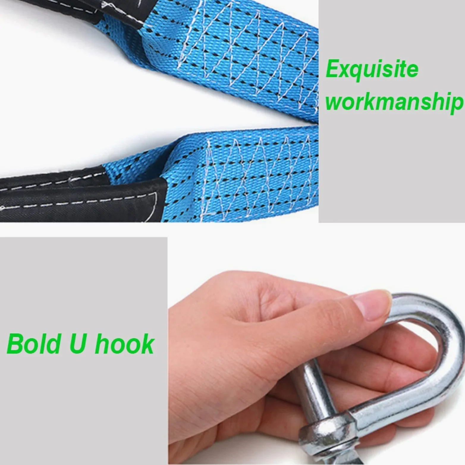 5M 8 Toneladas Cable de Remolque Correa de Remolque Cuerda de Remolque de Coche con Ganchos Nylon de Alta Resistencia Compatible con Emergencia de Coche de Servicio Pesado (Color Name : Blue) Little