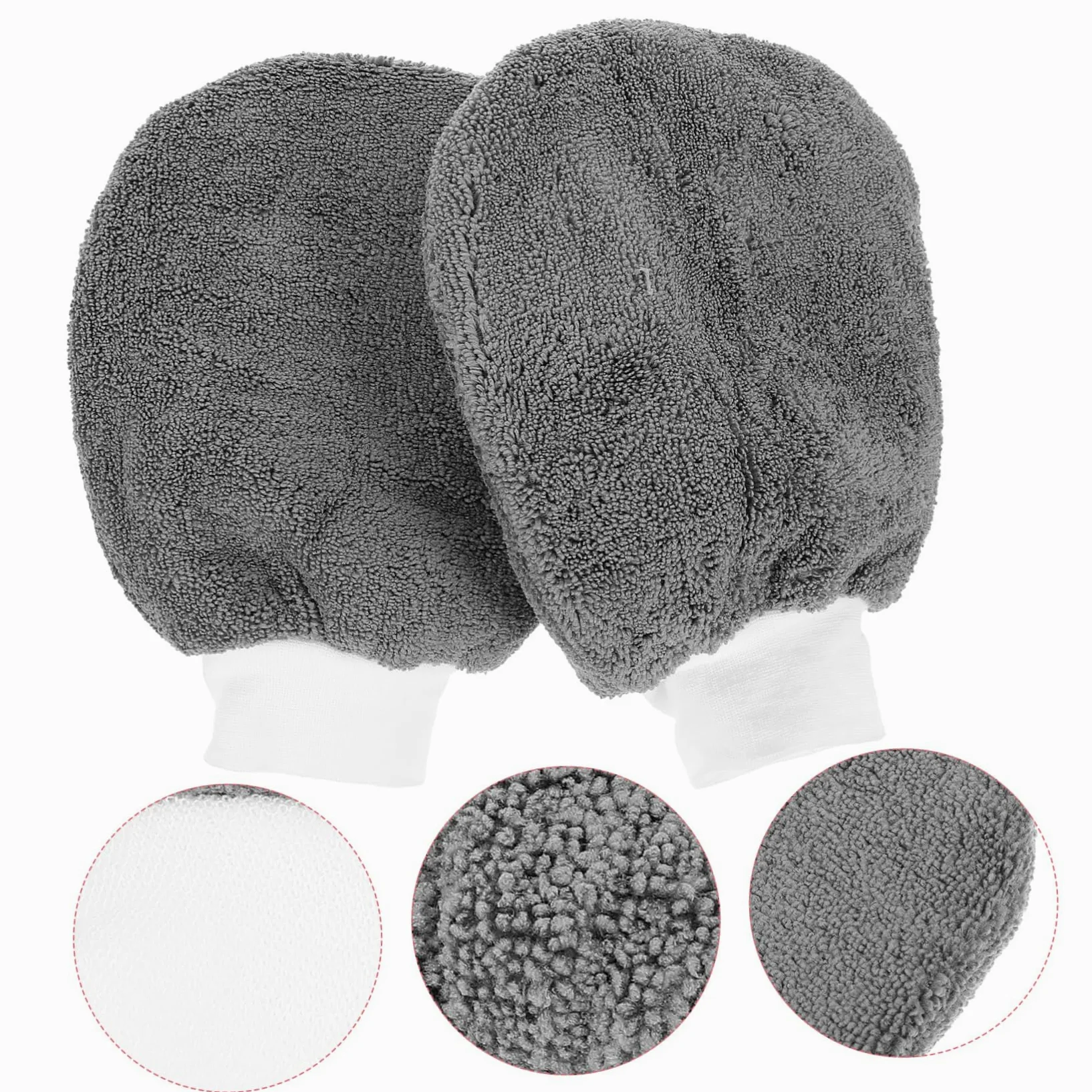 Didiseaon 5 Juegos Guantes De Lavado De Autos Guante De Lavado Auto Detallado para Auto Gel Guantes para Lavar Autos Guante De Lavado Exterior Fibra Extrafina Grey 2 Piezas * 5
