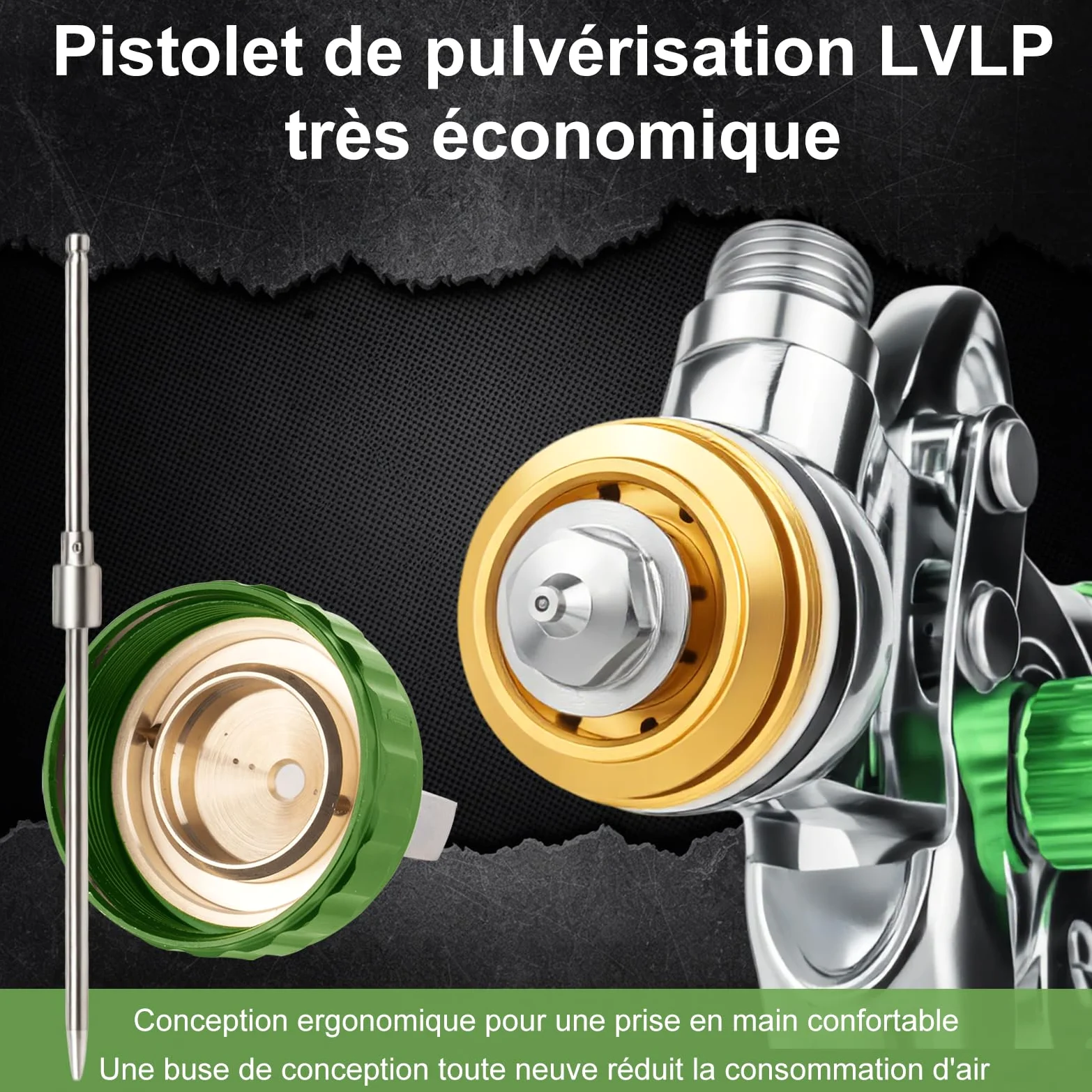 LVLP - Pistola de pulverización de Aire con 10 Tazas mezcladoras Desechables y regulador de Aire, Boquilla de 1.3/1.7/2.0 mm, Pistola de Pintura para automóviles, Pintura de casa, Muebles