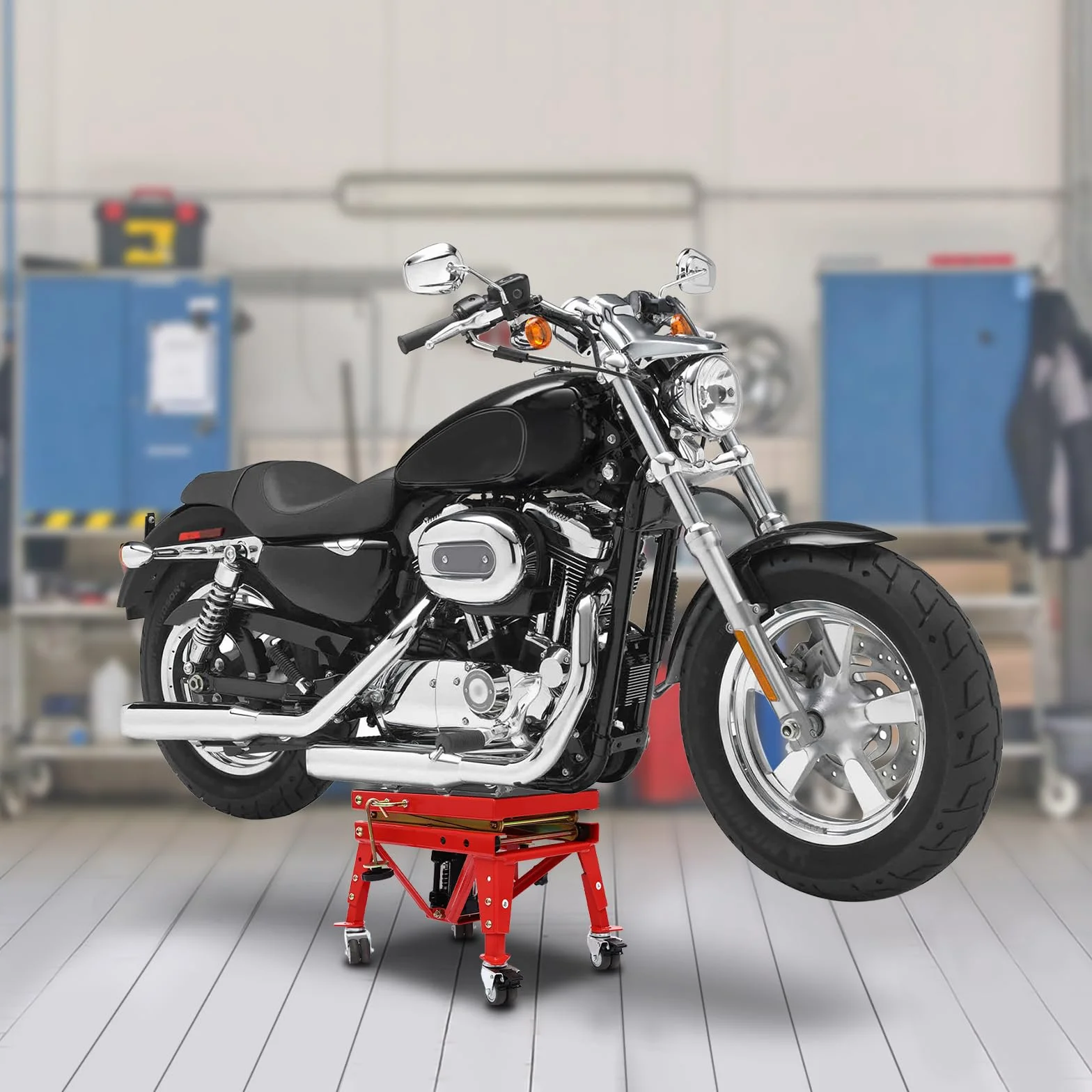 Elevador hidráulico para motocicleta, plataforma elevadora, plataforma elevadora para motocicleta, mesa elevadora con ruedas, altura ajustable 300-800 mm, capacidad de carga 160 kg
