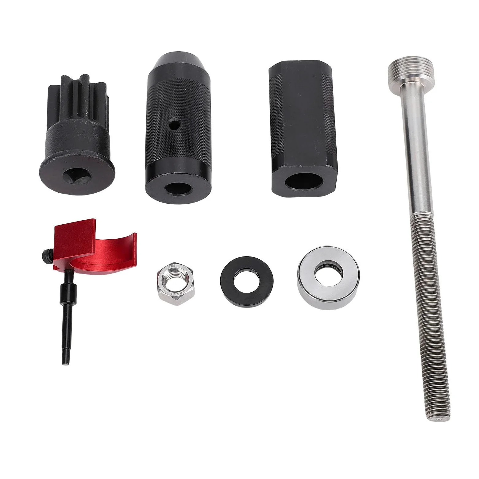 VGEBY Juego de Instalador de Removedor de Manga de Inyector, Kit de Herramientas de de Inyector Billet de Acero y Aluminio de 8 Piezas, Puente Extractor y Casquillo de Barra de Motor para Mecánica CAT