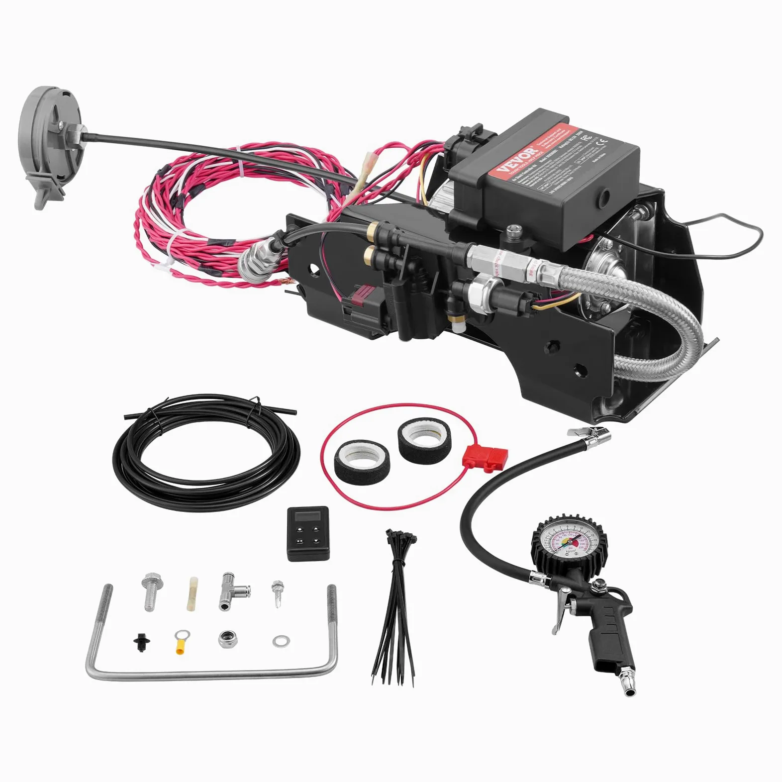 VEVOR Kit de Controlador de Amortiguador de Aire Sistema de Compresor de Aire Inalámbrico 12 V 100 PSI Kit de Compresor de Suspensión Neumática Sistema de Ruta Única Línea de Aire para Camioneta