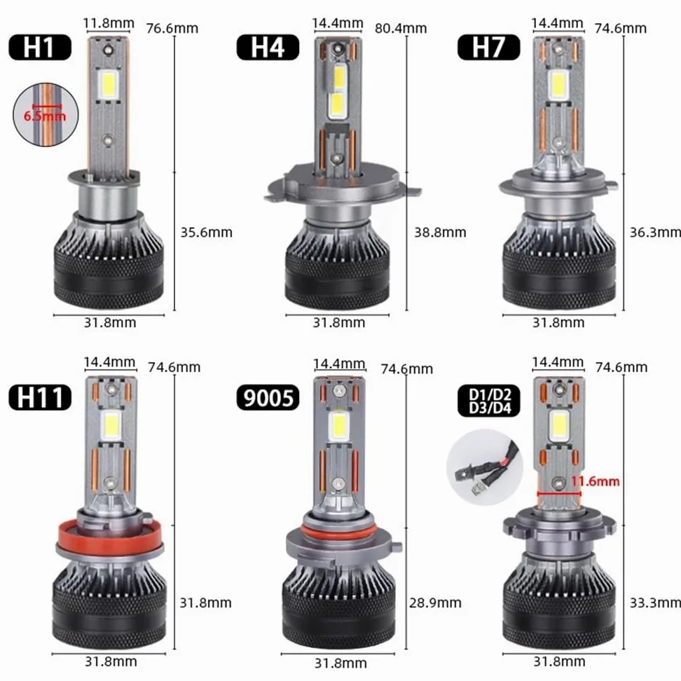 Bombilla LED for faros delanteros de coche, 140 W, K5C PLUS, H7, H11, H1, H4, 4300 K, LED HB3, HB4, doble tubo de cobre, kit de luces LED for coche, 12 V, 2 unidades(4300K White Yellow,9012(HIR2))