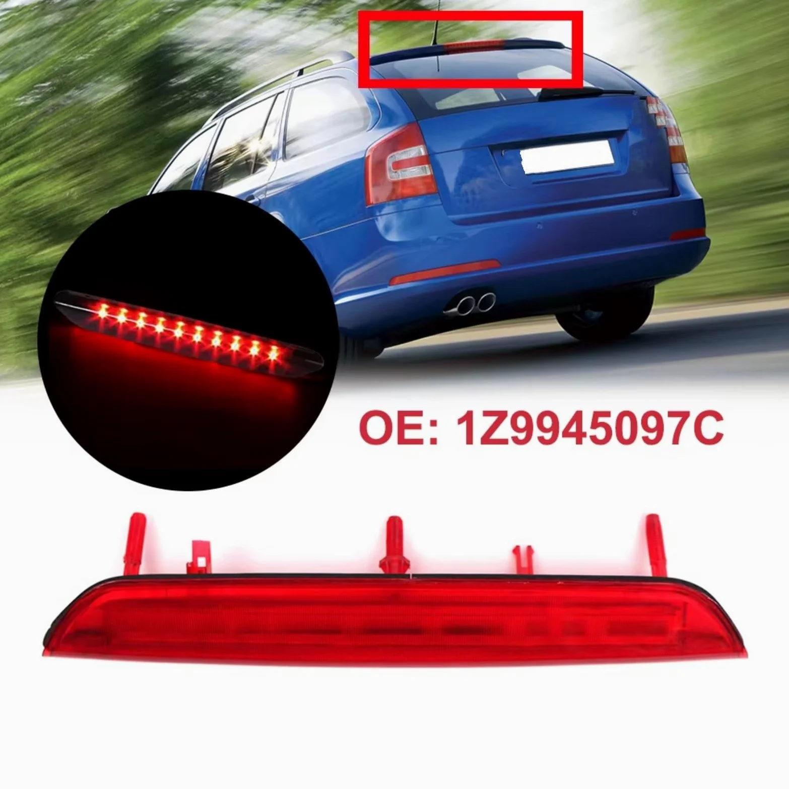 Tercera Luz Stop Compatible Con Skoda Para Octavia 2004-2013 Tercera Luz Freno Trasera Montaje Para Alto Roja Accesorios Coche 1Z9945097C