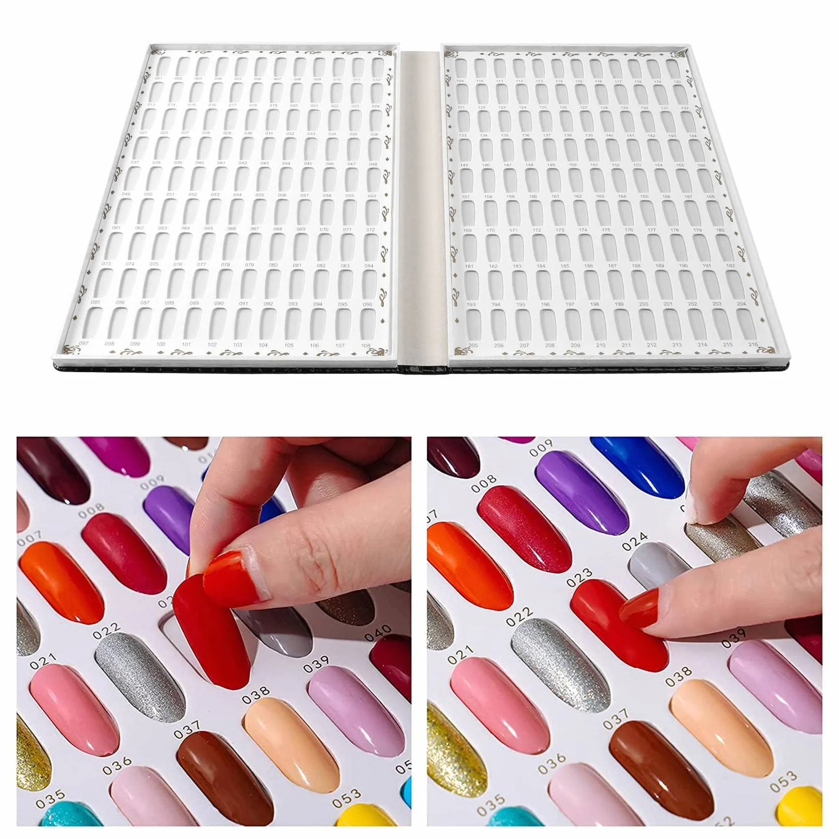 216 Colores Tablero de Exhibición de Puntas de Uñas Estante de Arte de Uñas DIY