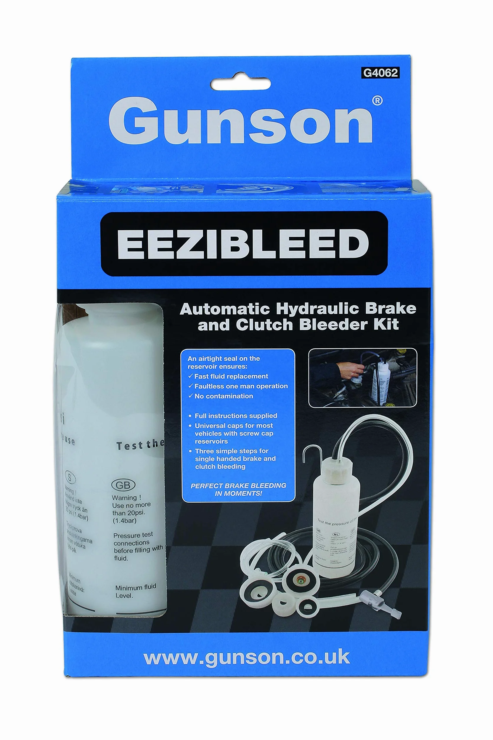 Gunson G4062 Eezibleed - Purgador de frenos con accesorios
