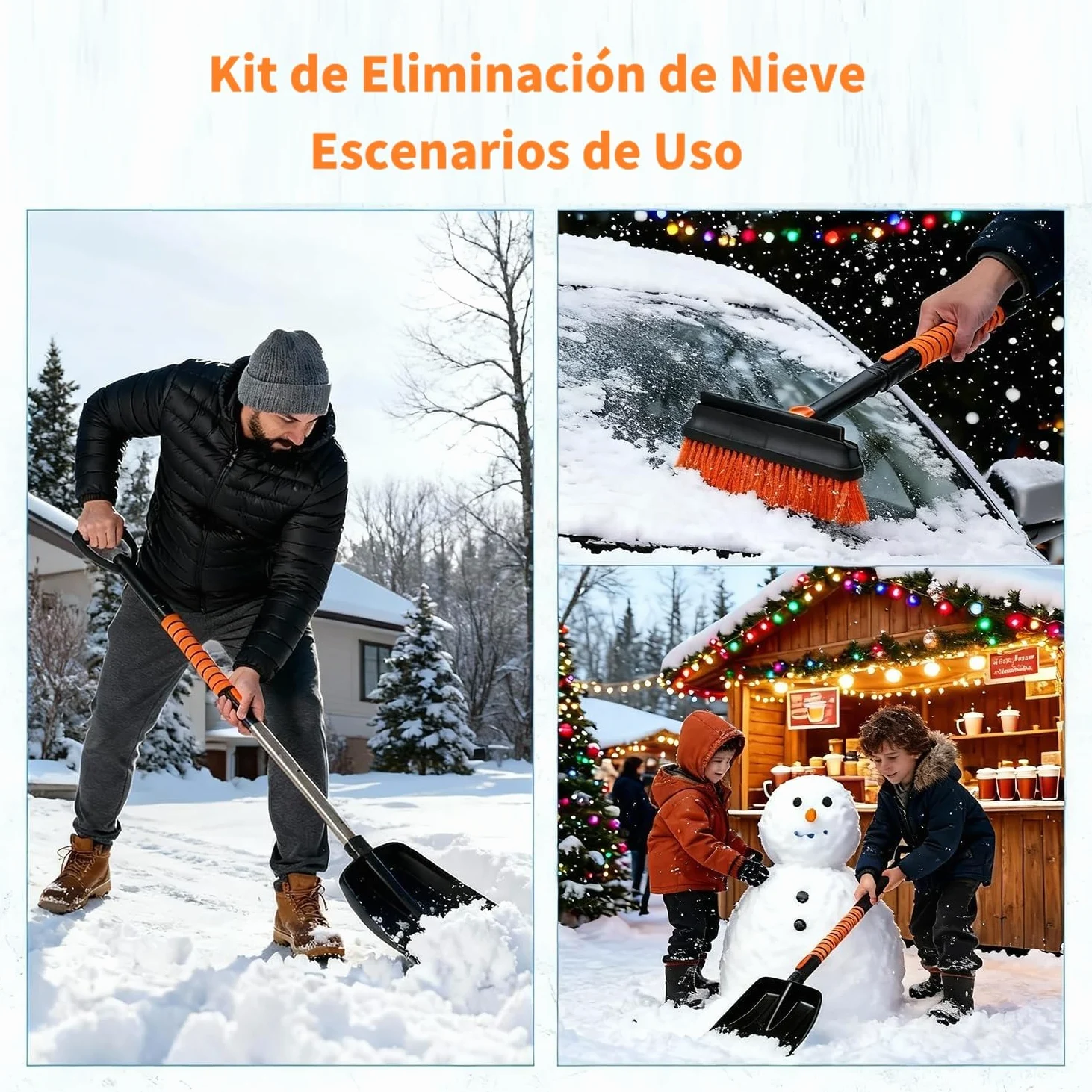 120 CM Cepillo de Nieve para Automóviles, 6 en 1 Raspador de Hielo para Limpiaparabrisas, Pala de Nieve con Mango Telescópico para Automóviles, SUV, Camiones