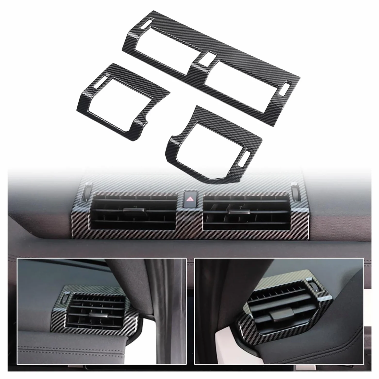 Molduras Interiores Para Land Para Rover Para Defender 110 2020 2021 2022 2023 Embellecedor Cubierta Aire Acondicionado Lateral Accesorios Volante Izquierda Consola Trasera Cubierta(Carbon Fiber look)