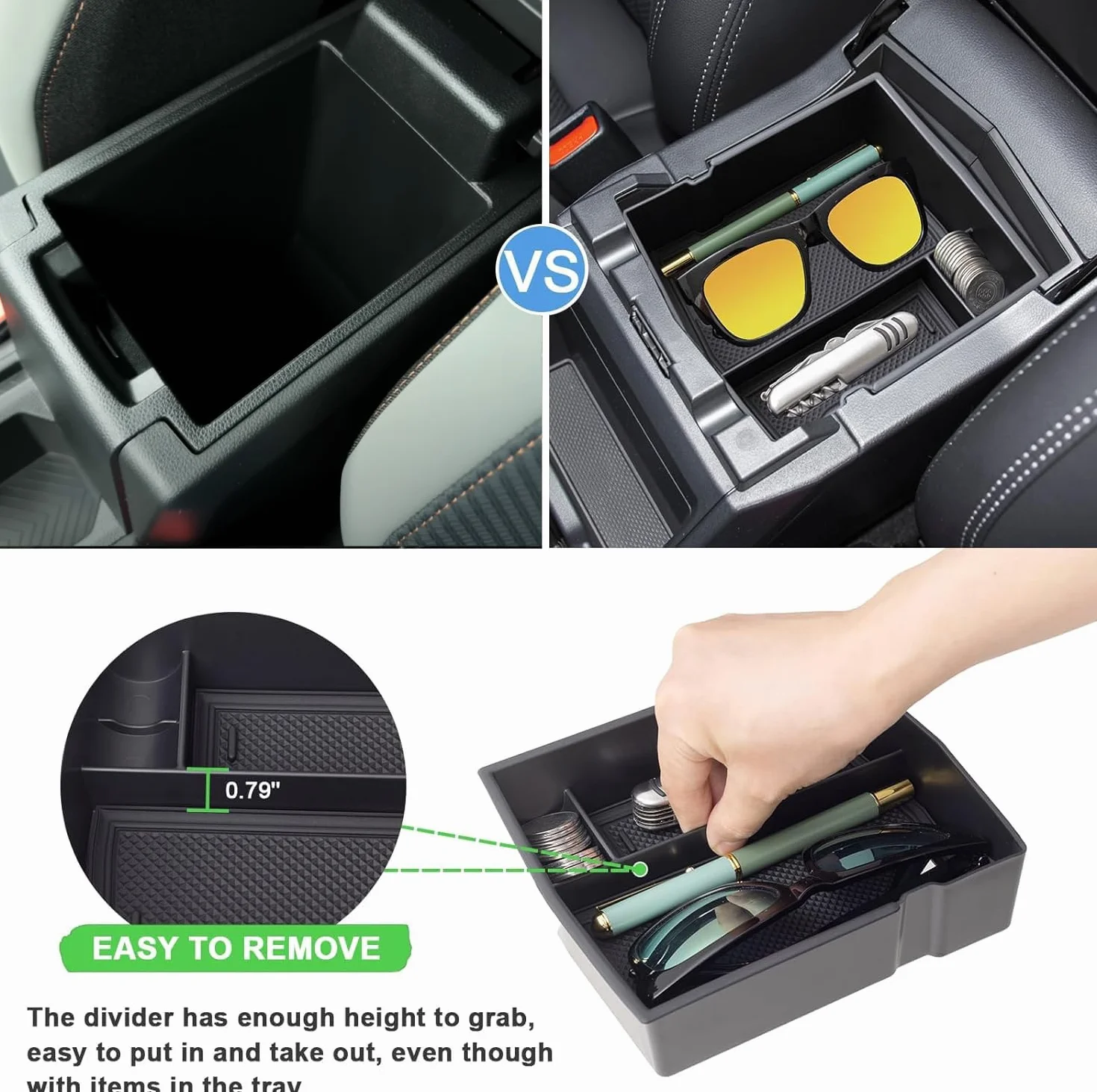 】Duster 3 compartimento de almacenamiento para consola central para Dacia Duster 3 2024-2025 2026 accesorios reposabrazos caja de almacenamiento organizador (sin freno de mano, negro)