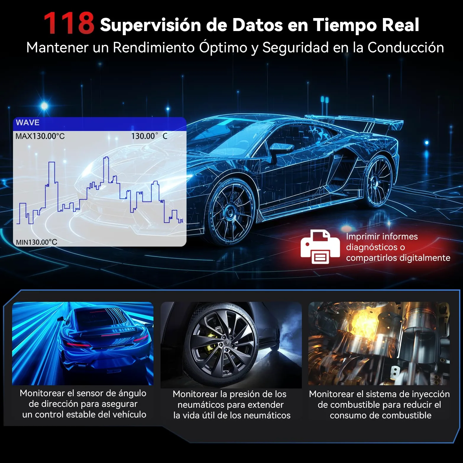 iCarsoft TYT V1.0 OBD2 Máquina Diagnosis Coche para Toyota/Corolla/Nissan/Honda/Hyundai/Kia, Escáner de Todo el Sistema, Reinicio de Aceite, Calibración SAS, Prueba de Batería, Actualización por Vida