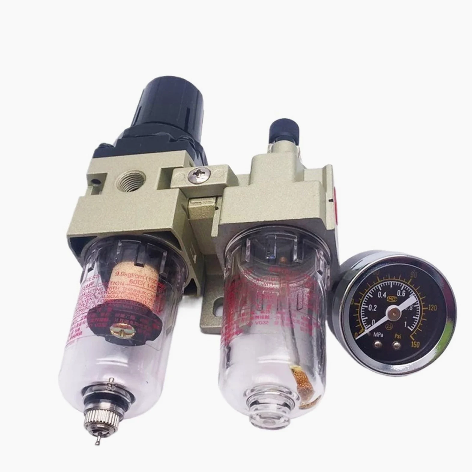 AC2010-02 G1/4 Bomba separadora de Agua y Aceite neumática Filtros de Suministro de Drenaje Manual Válvula reguladora de compresor de Aire Filtros de Aire(AC2010-02 Add SM PM,Fiber Core)