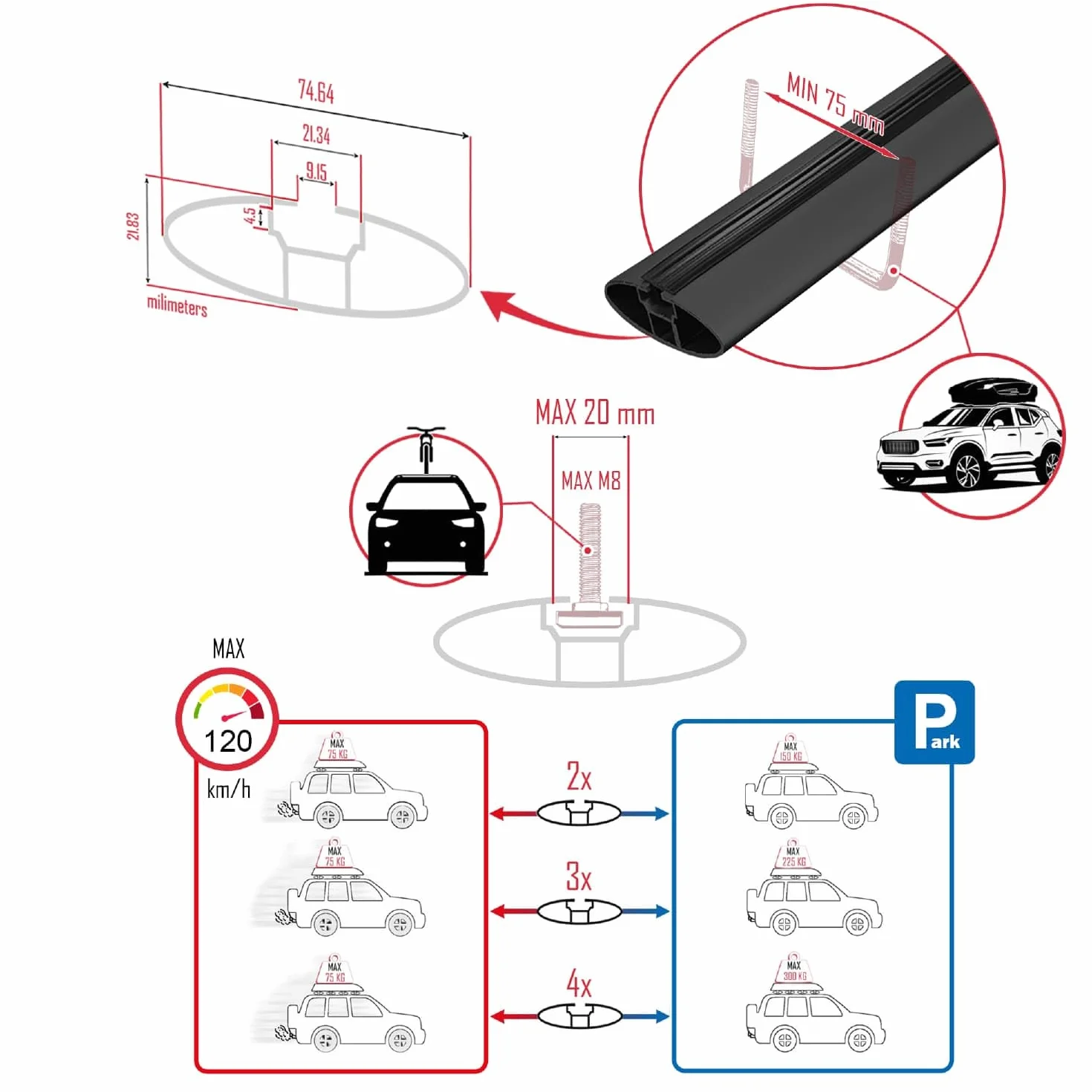 Compatible con BMW Serie 3 (E90) 2005-2012 Modelo Ace-3 Barra de Techo Auto Portaequipajes Barras Transversales Negro Aluminio 2 Barras