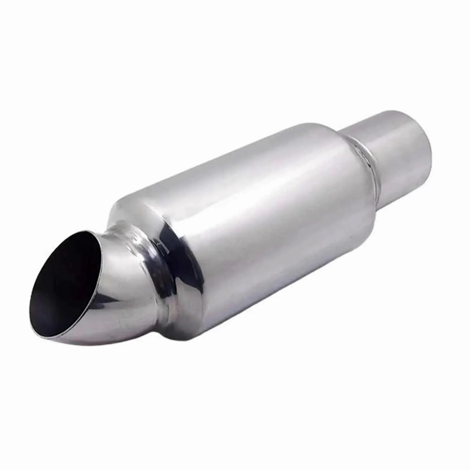 Genérico Silenciador Escape Silenciador Escape Universal para Coche 63 Mm 2,48 Pulgadas Punta Plateada Tubo Acero Inoxidable Garganta Trasera Recta Tubo Escape Coche Coche