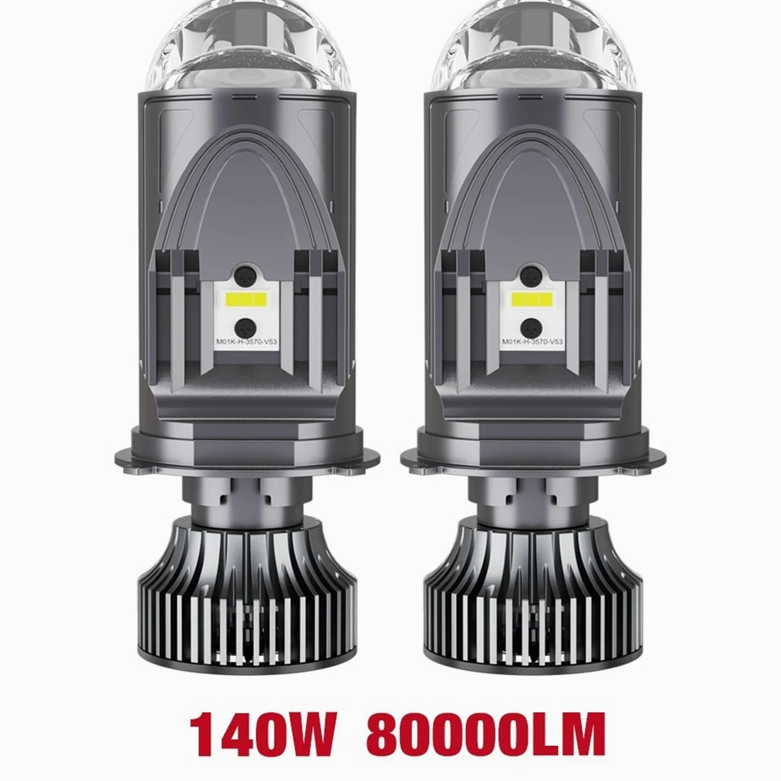 REPYL 120W 30000LM Auto lámpara Mini lente LED H4 9003 HIB2 bombillas faro coche motocicleta doble proyector Len LED automotriz Moto 12V 24V (Color : A83 2pcs, Size : RHD_H4/9003/HB2 HI/LO)