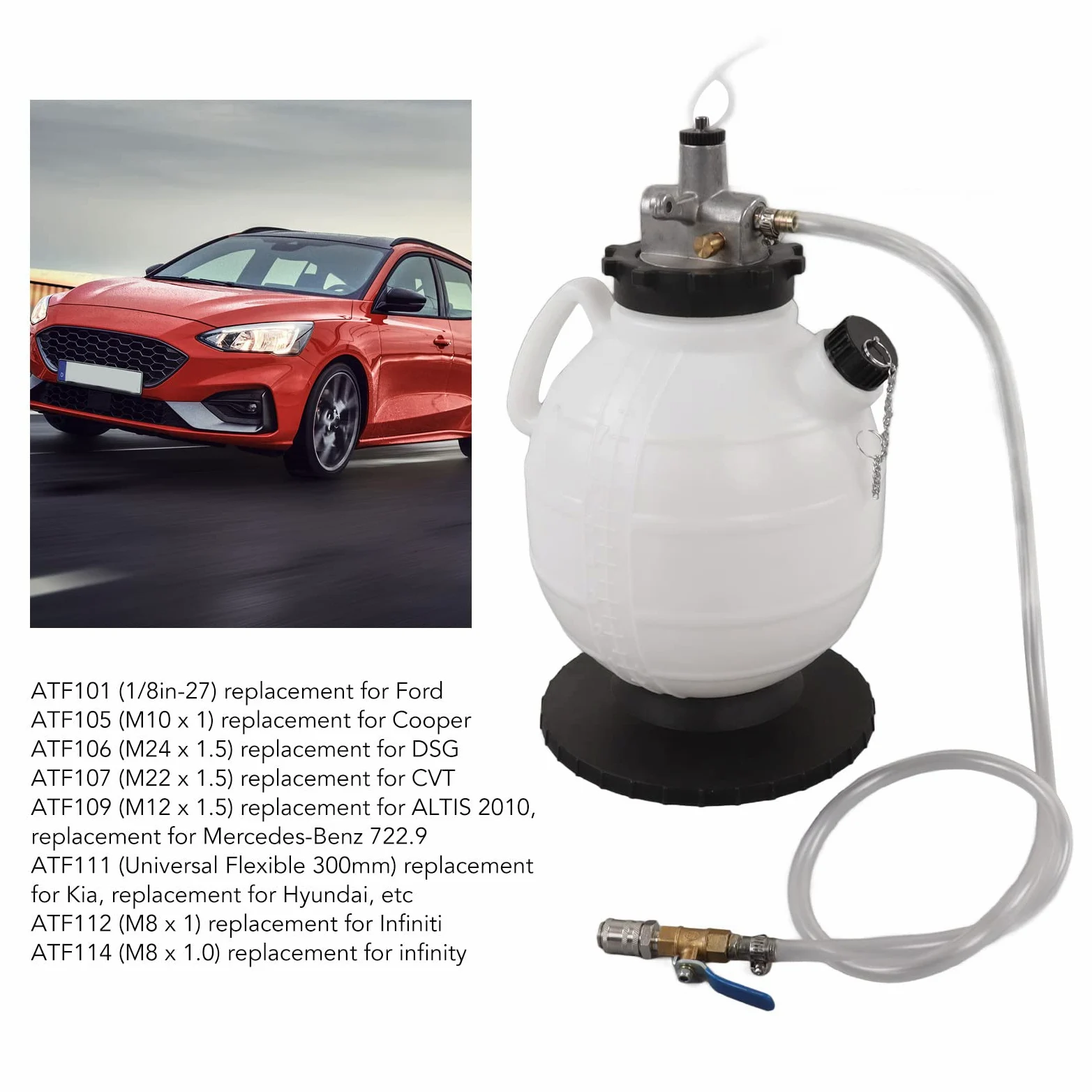 Herramienta de Llenado de Aceite de Transmisión, Herramienta de Llenado de Aceite de Transmisión Automática Manual de 7.5L con Adaptador ATF de 15 Piezas a Prueba de Fugas