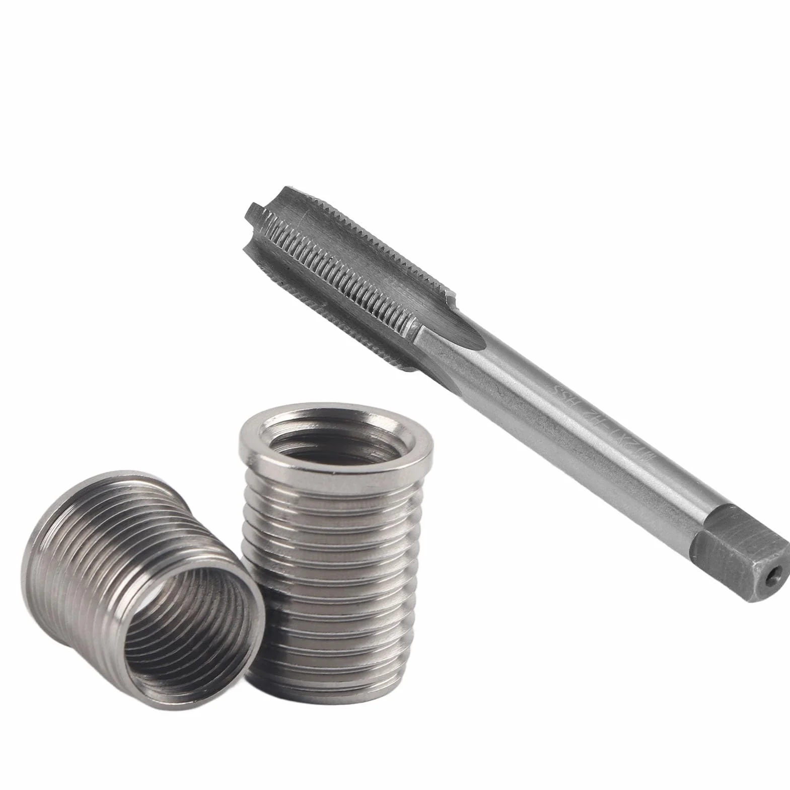 Kit de reparación de roscas de bujía, 10 insertos roscados M10x1.0 y 1 macho roscado M12x1.0, herramientas para grifo de la bujía para la reparación de