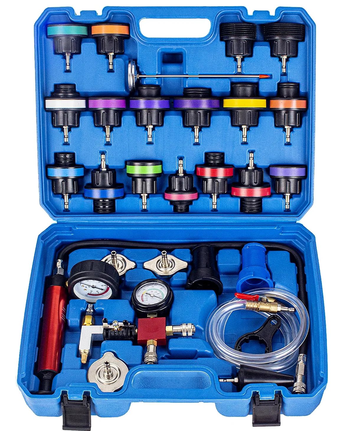 28PCS Radiador Probador de Presión Probador de Sistema de Enfriamiento | Depósito Universal de Agua Detector de Fugas Kit