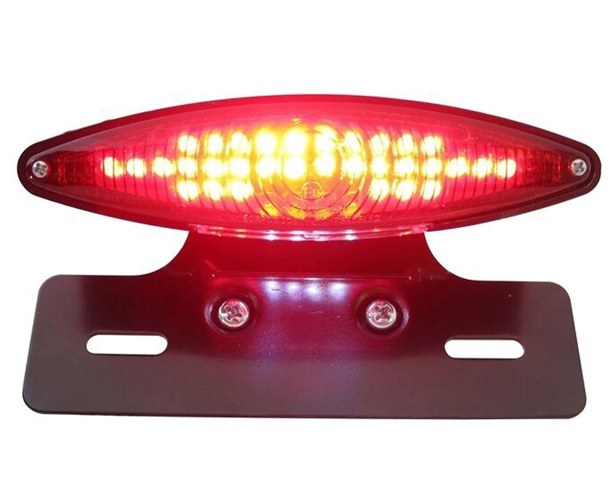 Alchemy Parts Moto LED Luz Trasera con Luces de Matrícula Rojo Lente Negro Soporte
