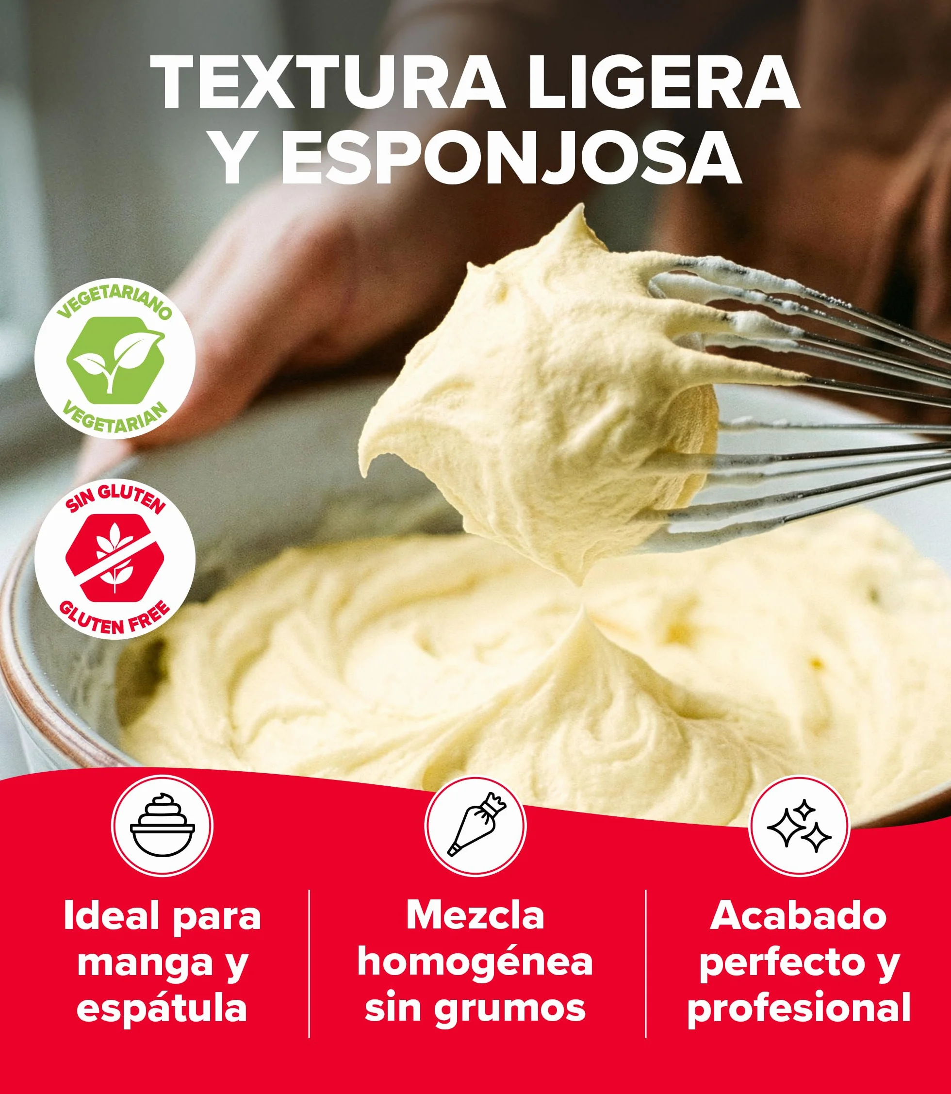 dekora Preparado en polvo para crema sabor vainilla Frosting Buttercream 300 g sin gluten