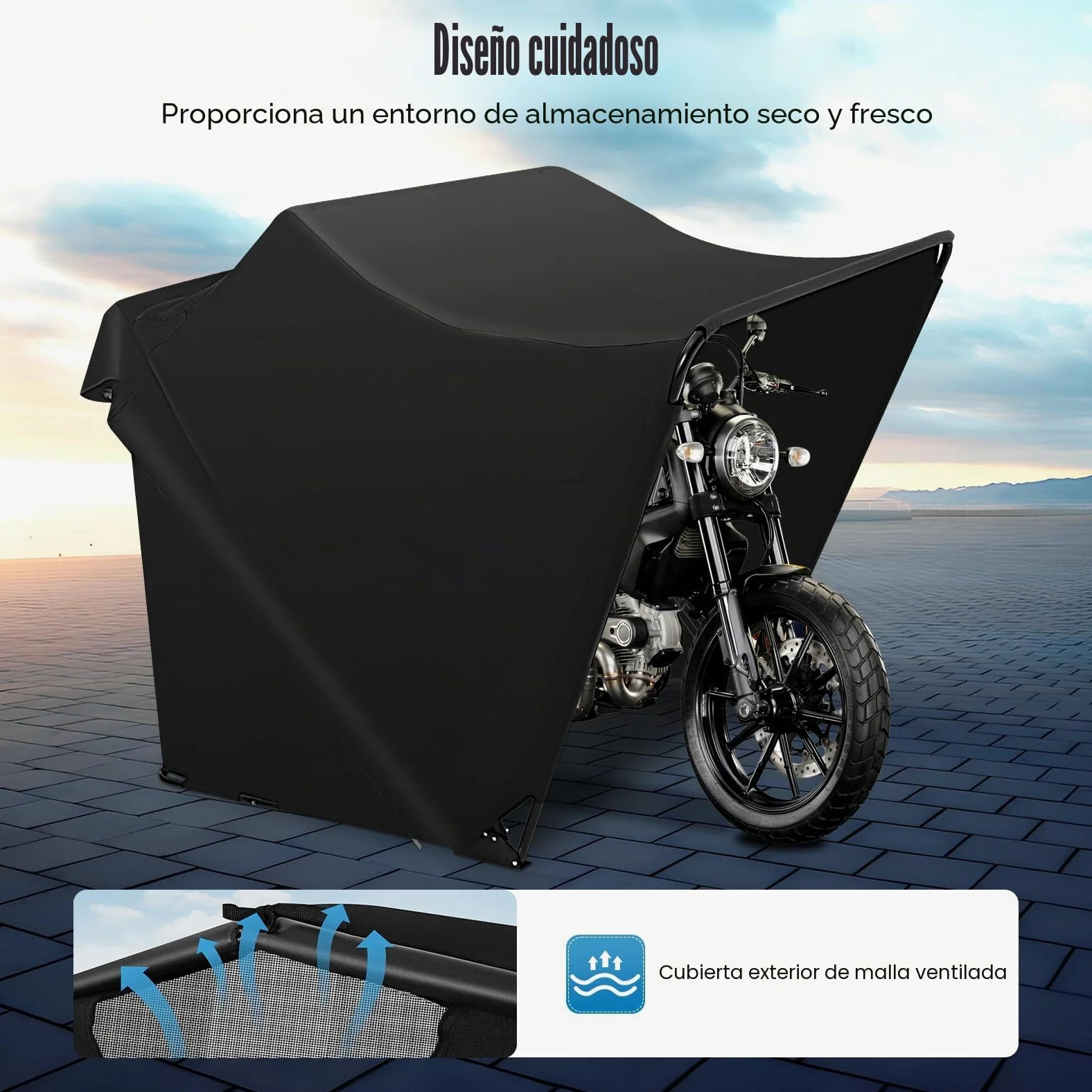 Tienda para moto | Garaje para moto | Lona protectora plegable para garaje Oxford de tela resistente con bolsa