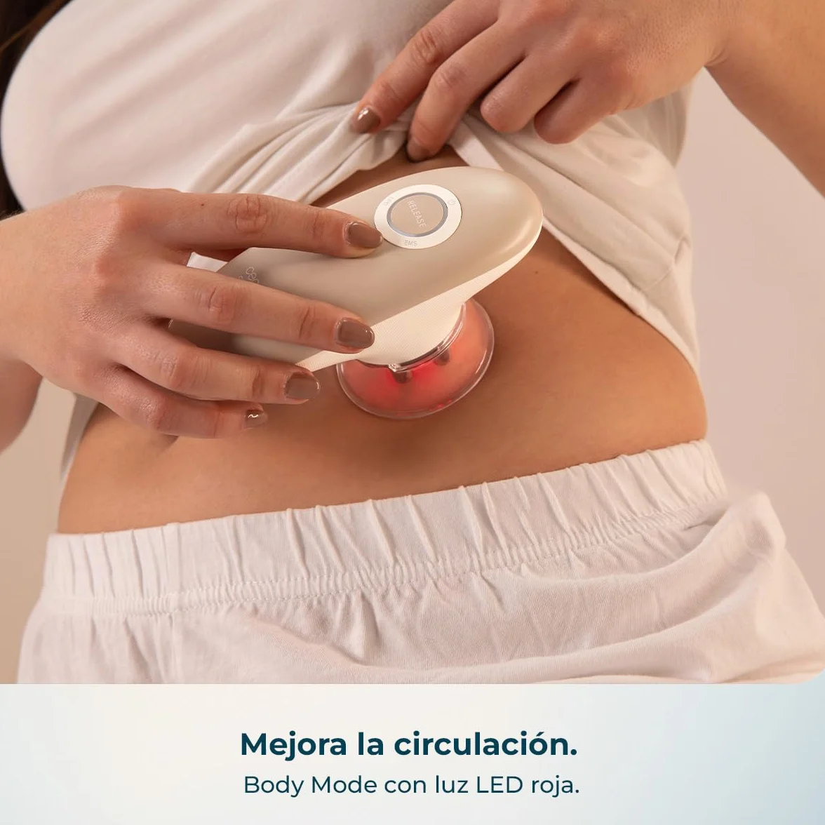 Cecotec Masajeador Corporal Anticelulítico SkinCare Push Up Suction EMS, Luz Roja, 2 Cabezales, 3 Intensidades, 60 min Autonomía