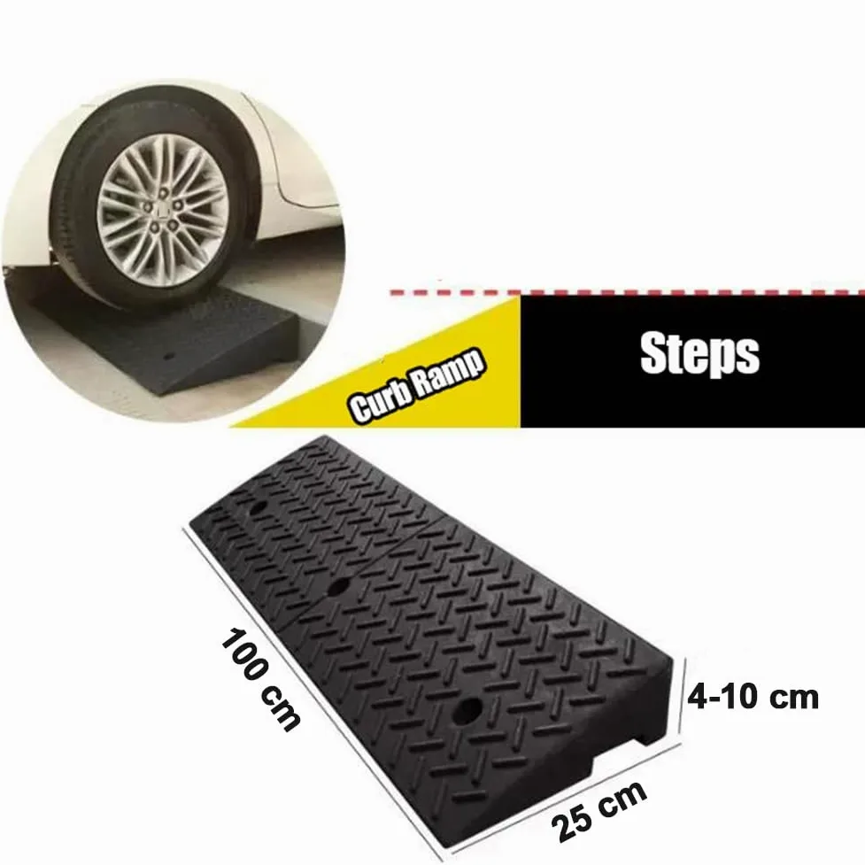 Rampa de Goma para Bordillos con Altura de 4–10 cm,Capacidad de 11 000 Libras,Rampa Antideslizante para Coches,Motos,Bicicletas,Patinetes y Sillas de Ruedas