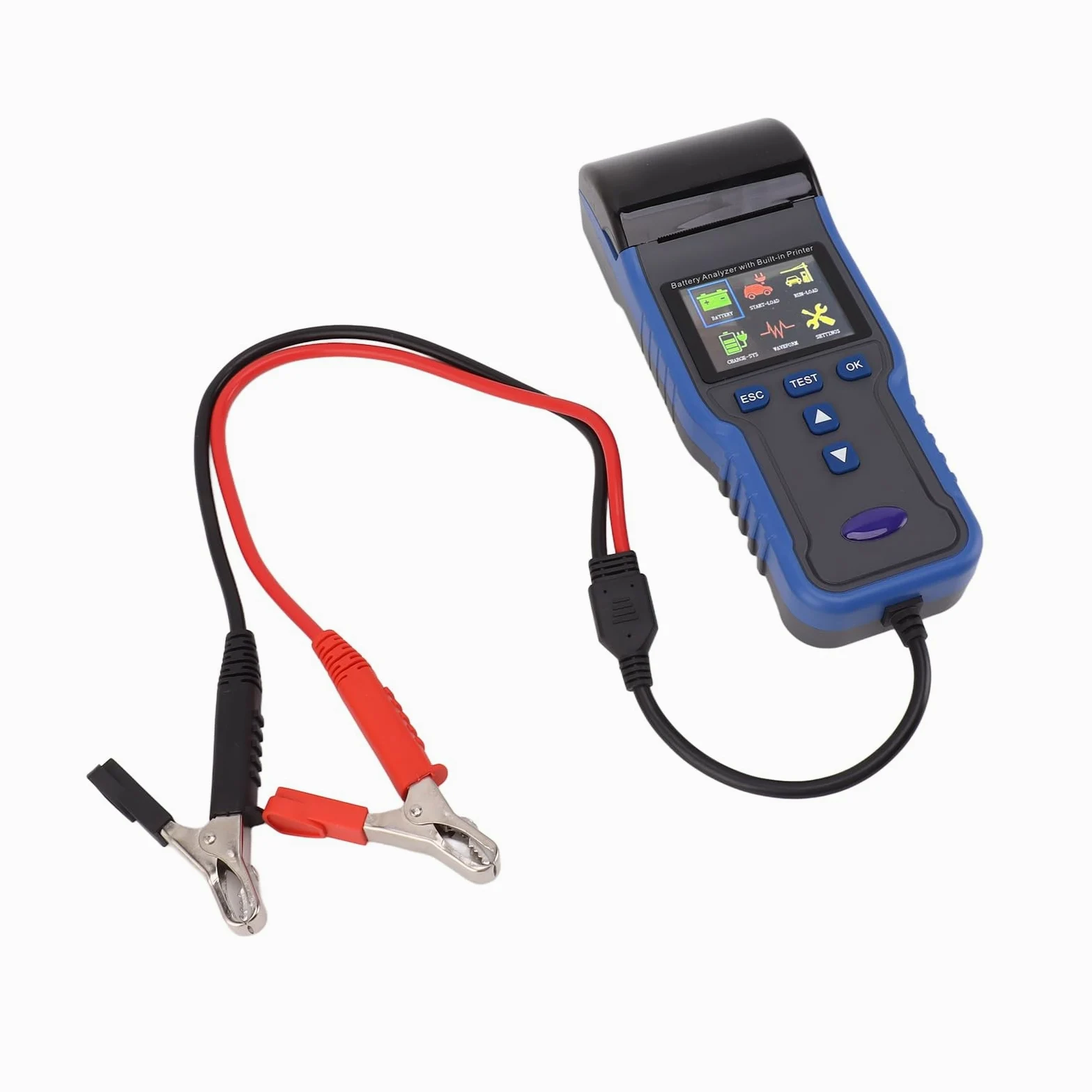 Brrnoo Probador de Batería de Coche Multifuncional de 12V y 24V con Impresora Integrada para Pruebas de Capacidad de Carga Interna y de Voltaje