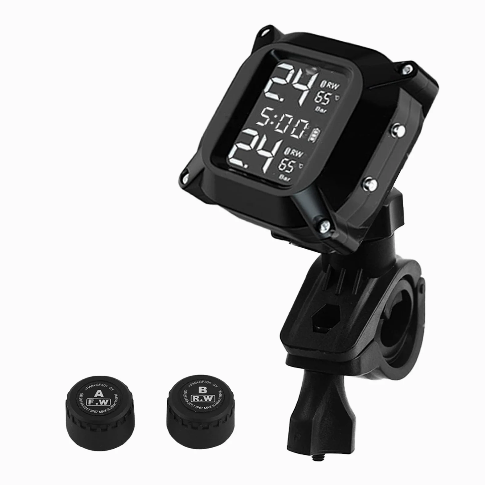 Monitoreo de Presión de Neumáticos,Kikuo Tpms Sistema de Monitoreo de Presión de Neumáticos Temperatura Manómetro Probador de Presión de Neumáticos con Pantalla y 2 Sensores Externos