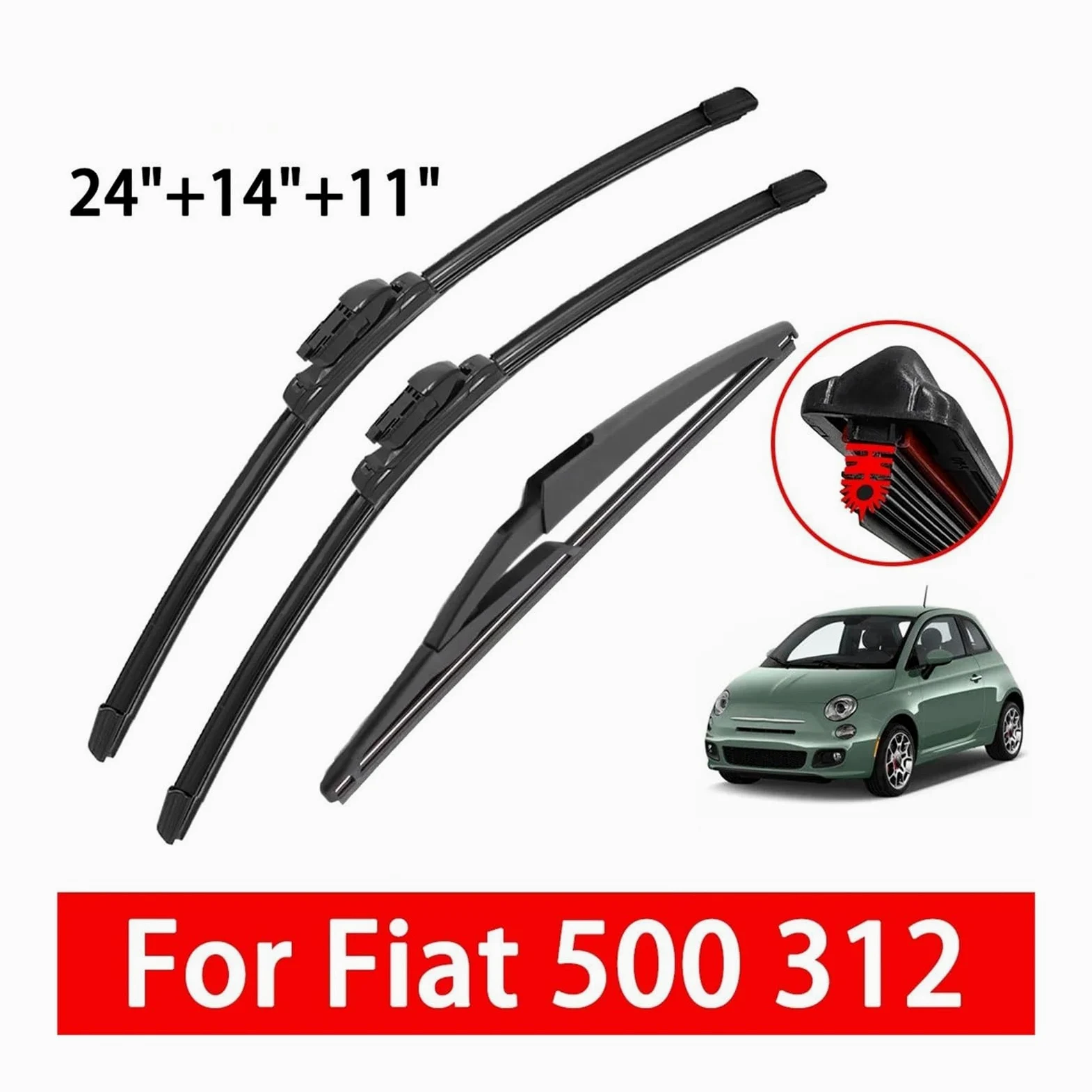 Limpiaparabrisas Para Fiat 500 312 2007-2017 1/2/3/4/6 11 Capas Tiras Goma Adecuadas Para Escobillas Limpiaparabrisas Delanteras Y Traseras Automóviles