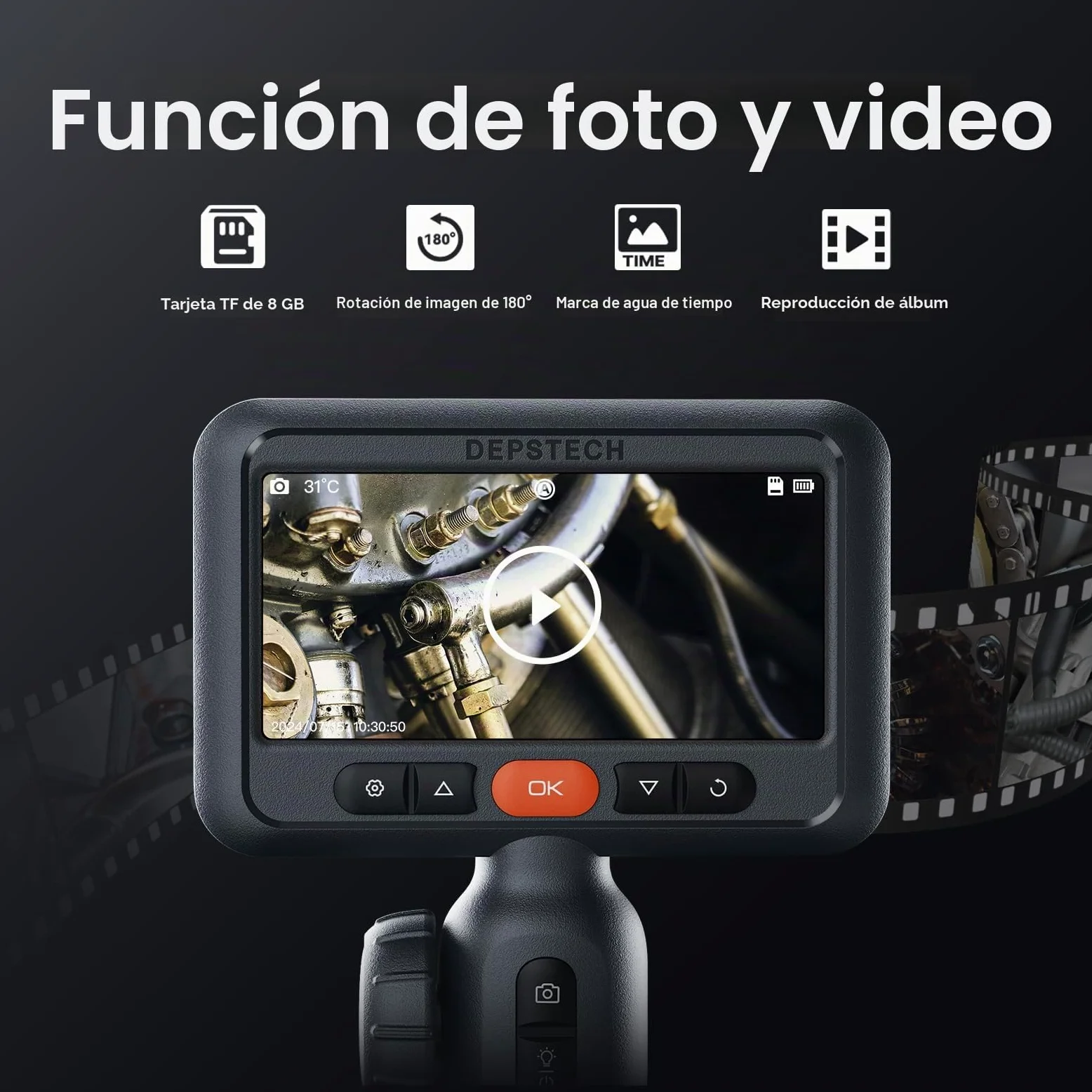 DEPSTECH Boroscopio articulado de 10 pies, cámara endoscópica de doble lente con luz