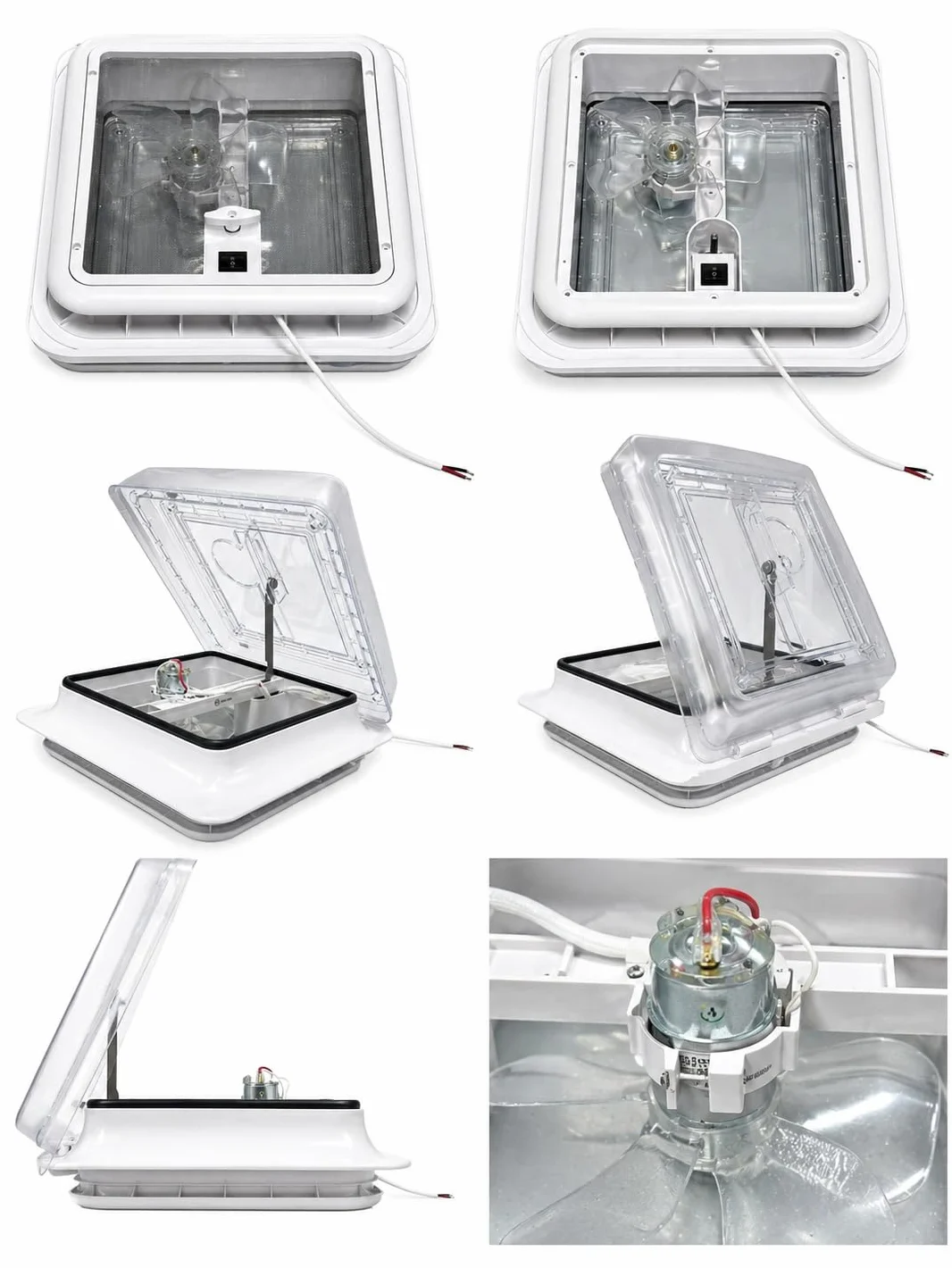 Claraboya Camper XENPER 28x28 cm Transparente con Ventilador 12V y Mosquitera | Medida Exterior 36x36 cm | Extractor Techo Autocaravana Furgoneta | Homologación CE y 10R