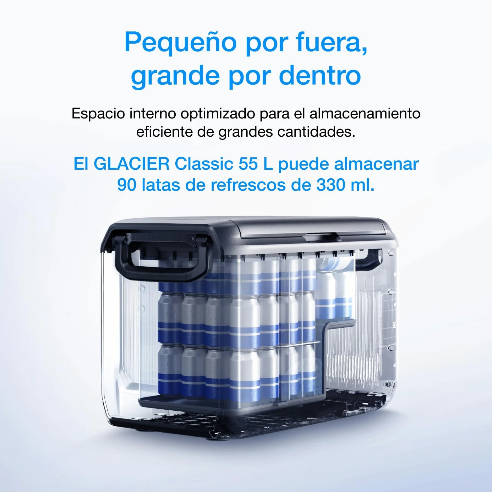 EF ECOFLOW Nevera portátil eléctrica GLACIER Classic 55 L, doble zona con batería 298 Wh, control APP, 39h de enfriamiento sin conexión a la red, carga por CA, solar y vehículo, para camping, viajes
