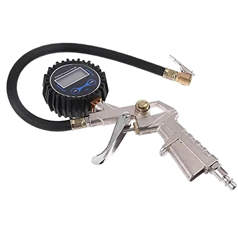 Inflador de neumáticos Digital con manómetro, Manguera y Clip de Mandril Compatible con Coche, Motocicleta, Bicicleta 35ED