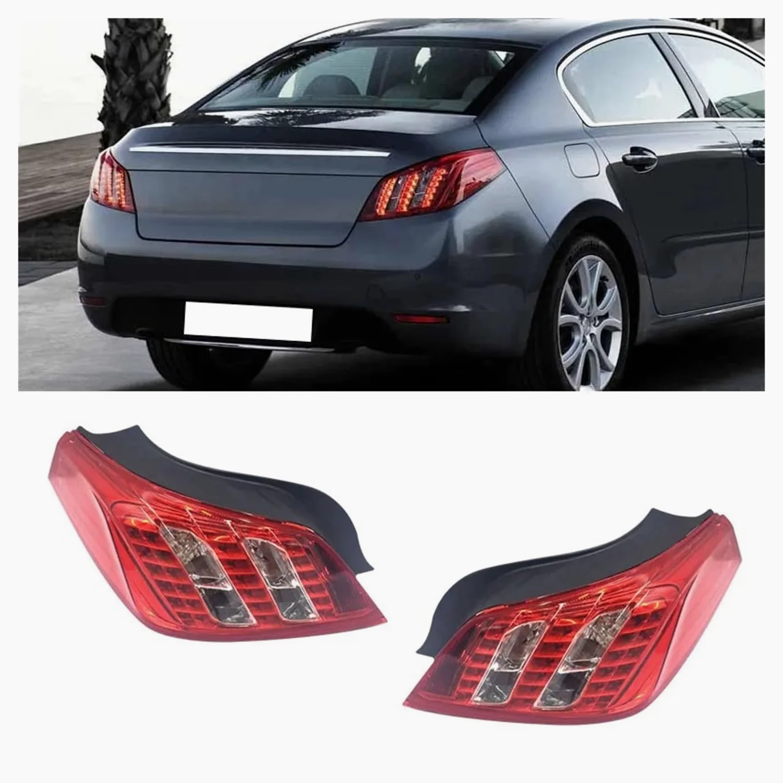 Piloto Trasero Para Peugeot 508 2011-2014 Conjunto De Luz Trasera Freno Conducción Inversa Dirección Intermitente Advertencia Luces Traseras(Only left)