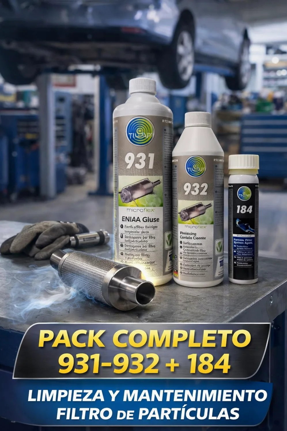Pack 931-932 + 184 Limpieza Filtro de Partículas DPF/FAP + Aditivo Regenerador Diésel | Limpiador + Enjuague + Mantenimiento Preventivo