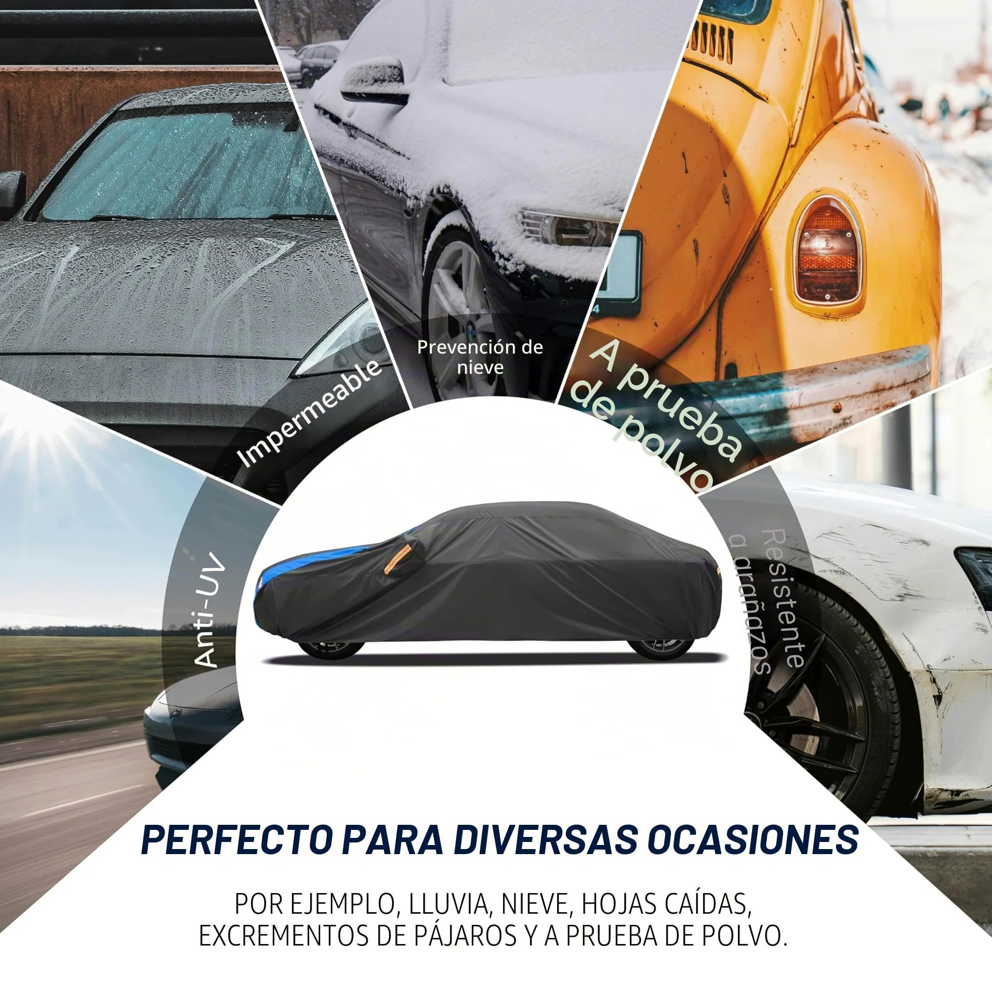 Funda impermeable para coche, cubierta para coche, funda para coche invierno y verano para garaje, protección contra el polvo, la lluvia, el sol y el polvo con bolsa de almacenamiento (Para berlina