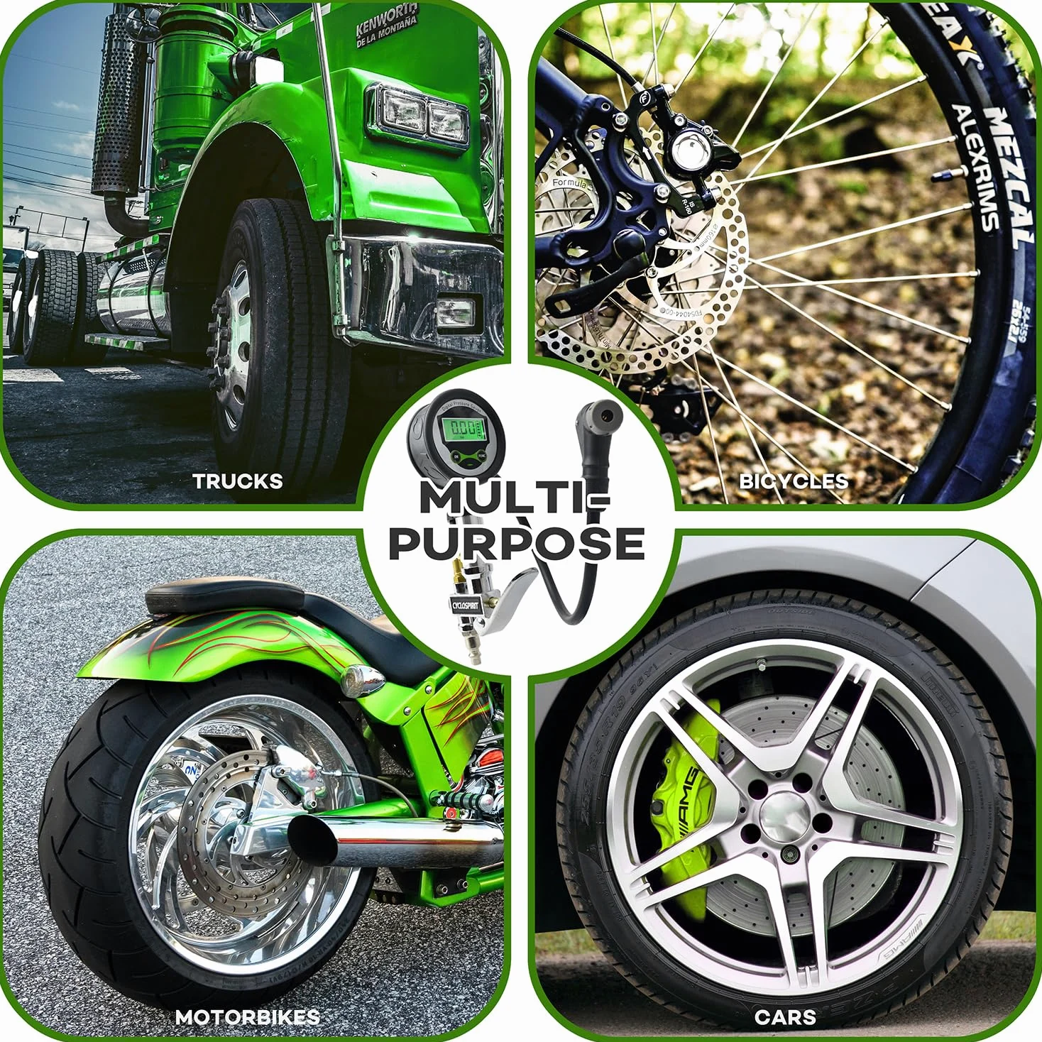 Medidor digital de inflado de neumáticos de bicicleta con tipo de válvula de selección automática, herramienta de compresor de aire Presta y Schrader