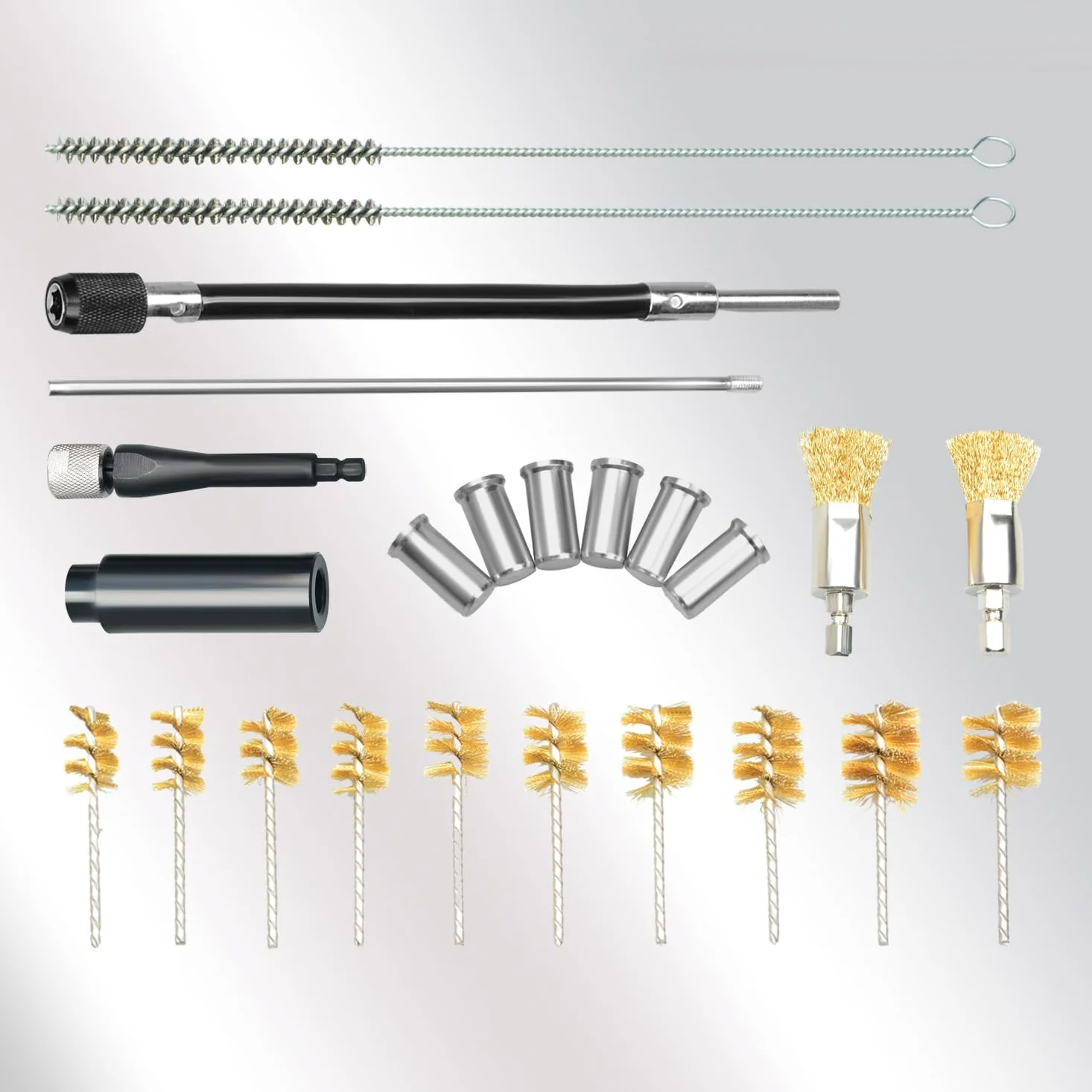 Juego de 26 piezas de herramientas de limpieza universales para asiento de inyector, kit de limpieza de inyectores para motores diésel, pistola, cepillo de limpieza