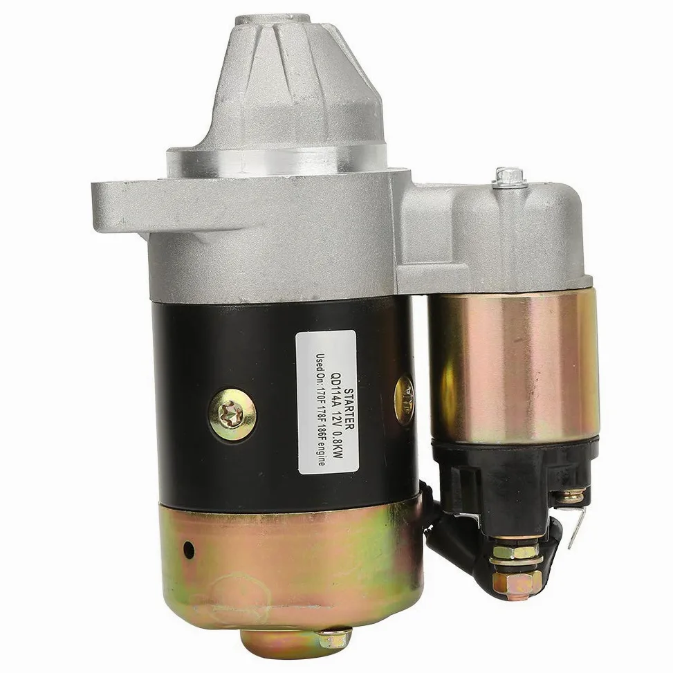 Fafeicy Motor de arranque QD114A 12V 0.8KW, 8 Dientes Motor de Arranque Eléctrico de Rotación Inversa, 26 mm Diámetro del engranaje, Para Bomba de Agua, Motor y Motor de Gasolina