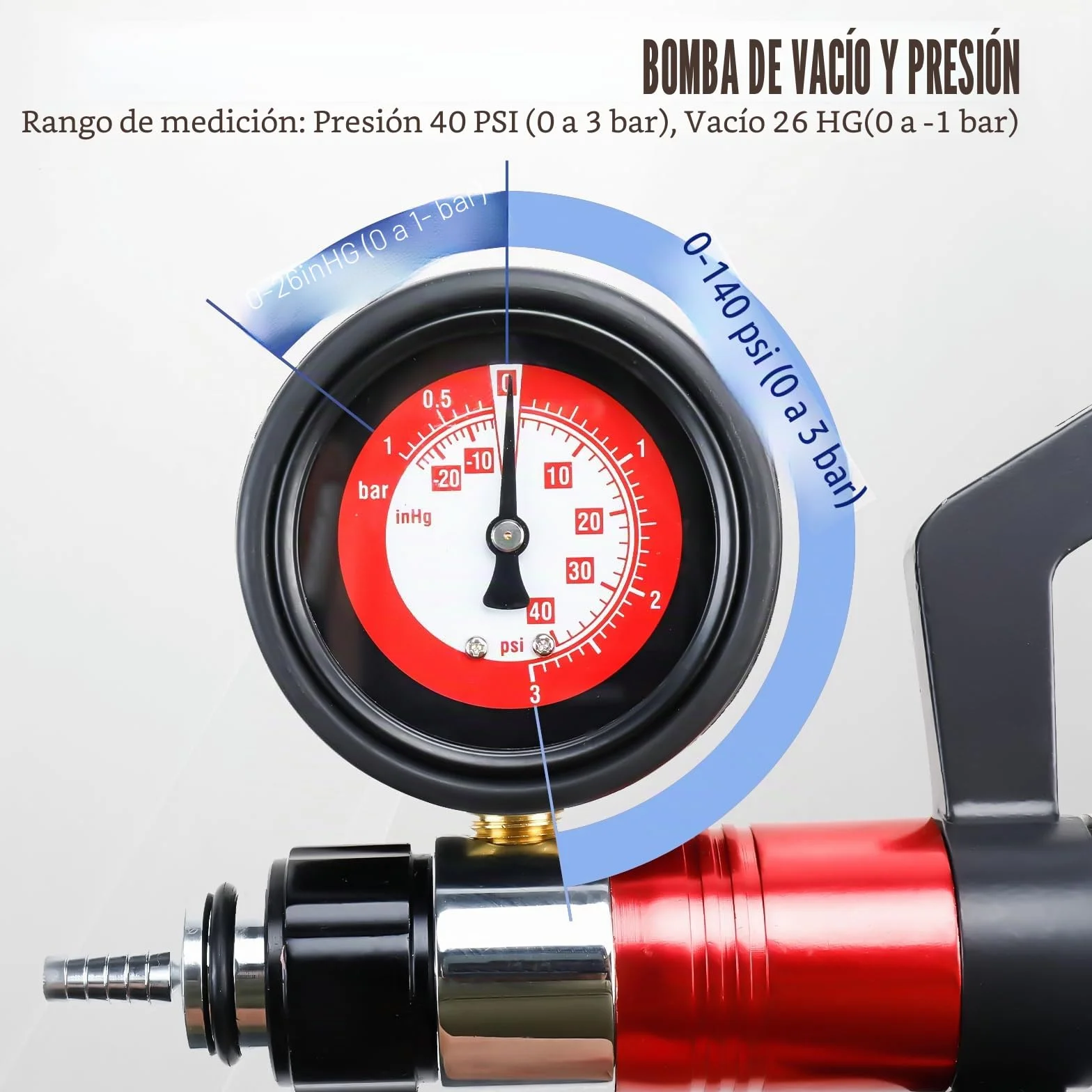 BOOMSTART 21 Piezas Equipo de Purga de Frenos, Probador de Bomba de Vacío de Freno con Manómetro, Adaptadores para Coche Vehículo Automotriz, Camión y Moto