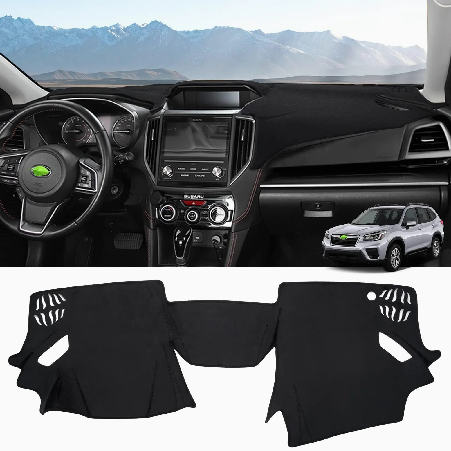 Autorder Compatible con la cubierta del salpicadero para Subaru Forester 2019-2023, accesorios para salpicadero, cubierta antideslizante de franela para salpicadero, protector de rayos UV, color negro