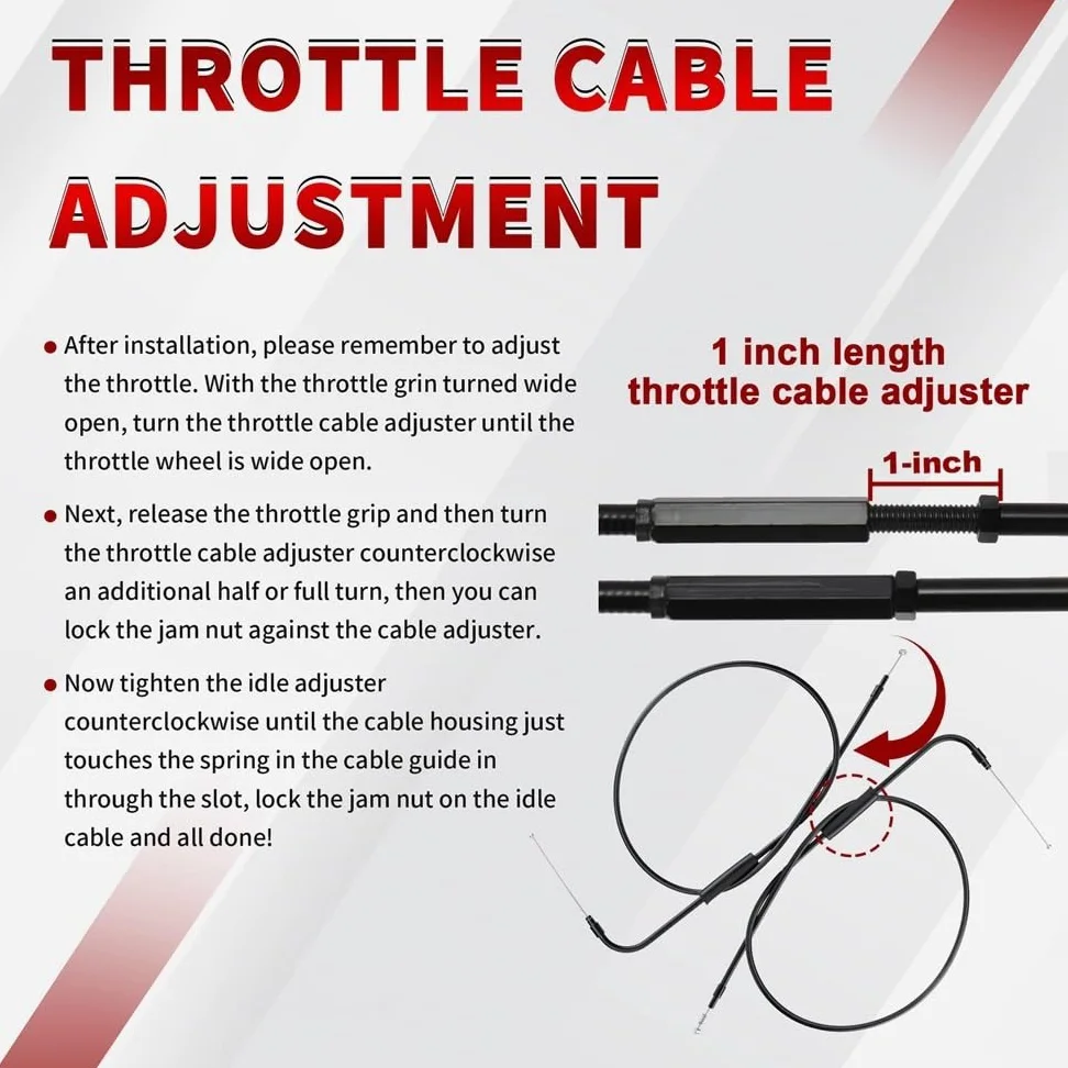 Juego de cables acelerador extendidos para motocicleta trenzados acero inoxidable para Sportster XL 1996-2017 para Dyna 2011-2015 para Softail