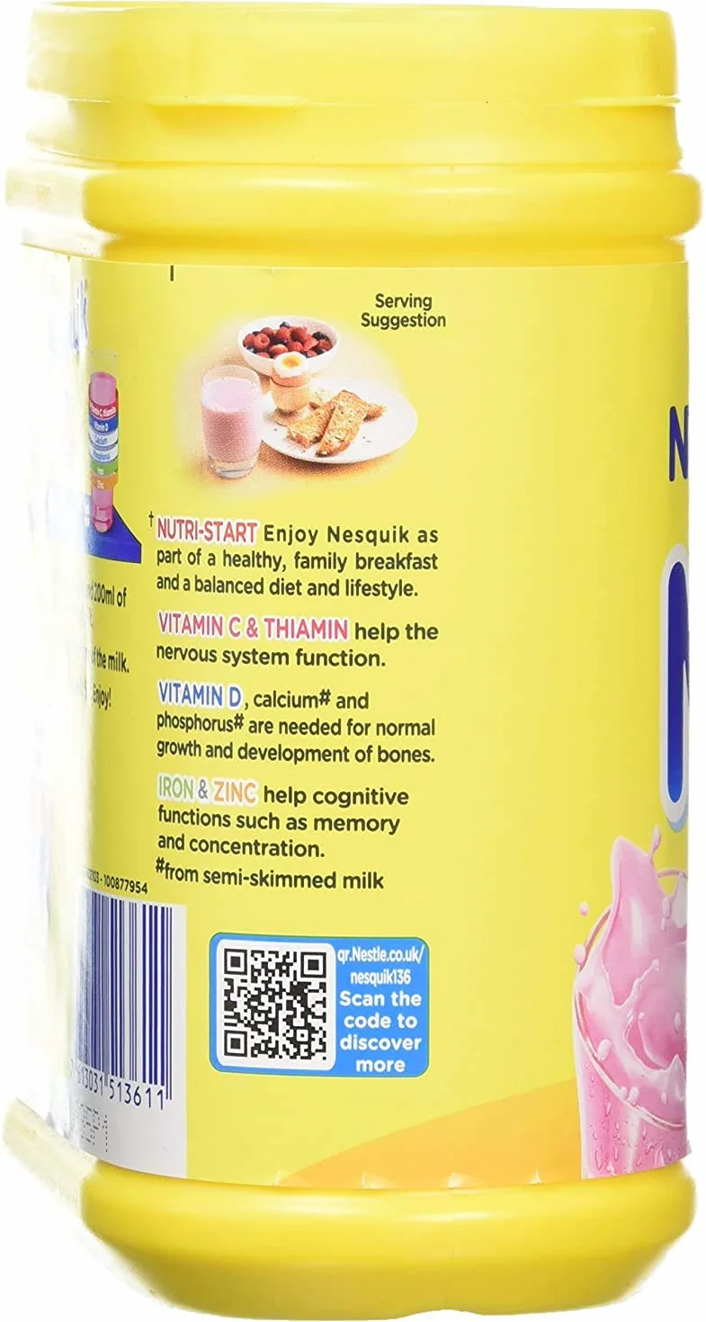 Nesquik Nestlé Mezcla de bebidas con leche sabor fresa 500 g