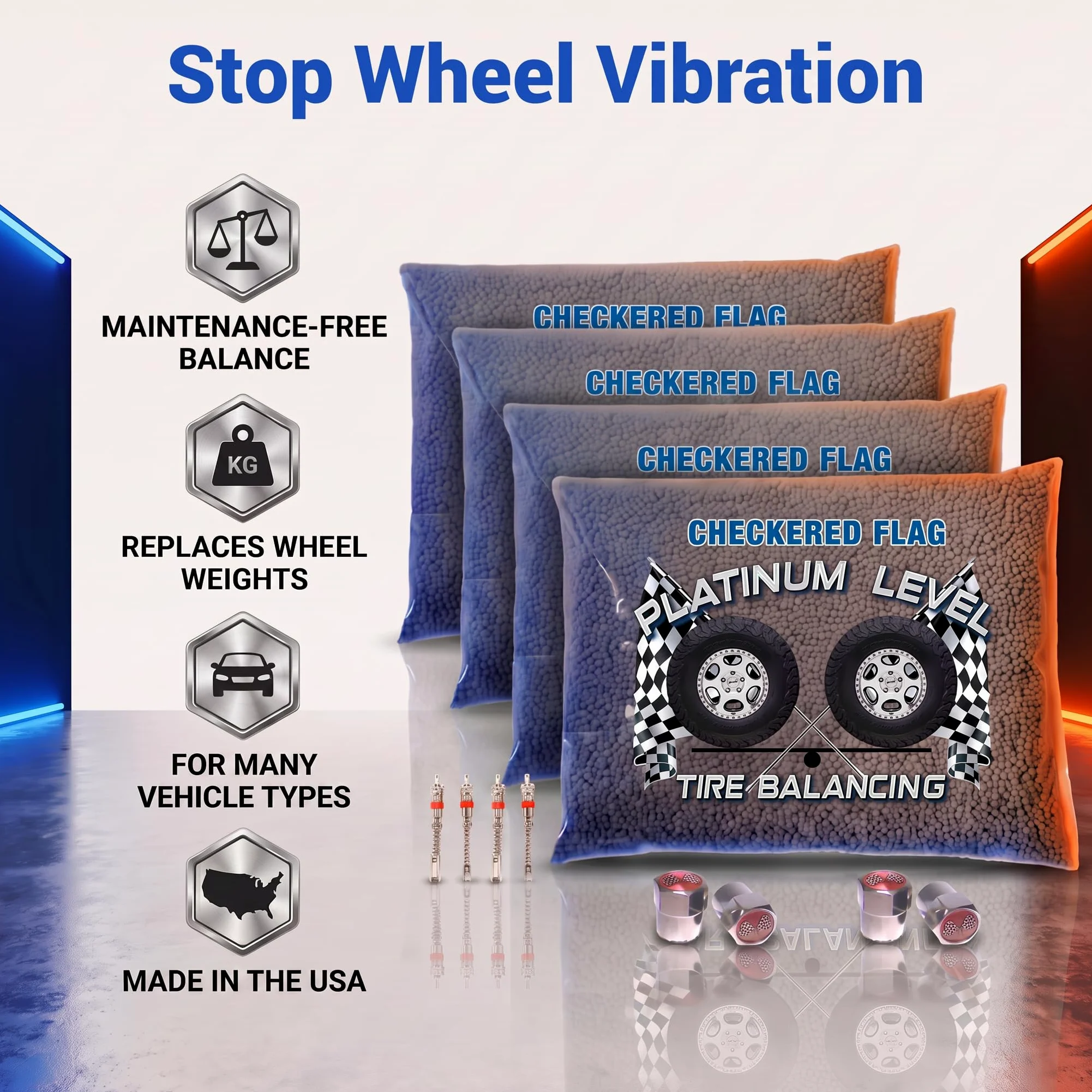 4-10-CFTB Cuentas de equilibrio de neumáticos para camiones y motocicletas: cuentas de cerámica de 2 mm, 4 paquetes de 10 onzas, ajuste automático para vibraciones suaves en camiones semiligeros