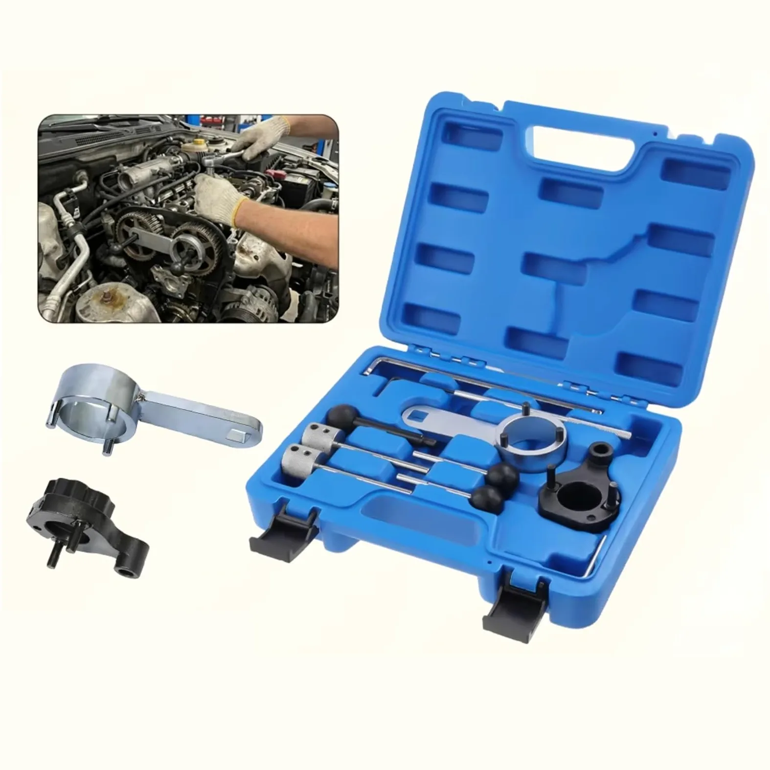 Kit De Herramientas Ajuste Bloqueo Árboles Levas Sincronización Del Motor T10264 Compatible Con Seat 2012-2025 Motores Diésel 1.6 2.0 TDI CR Common Rail Pasador bloqueo del tensor