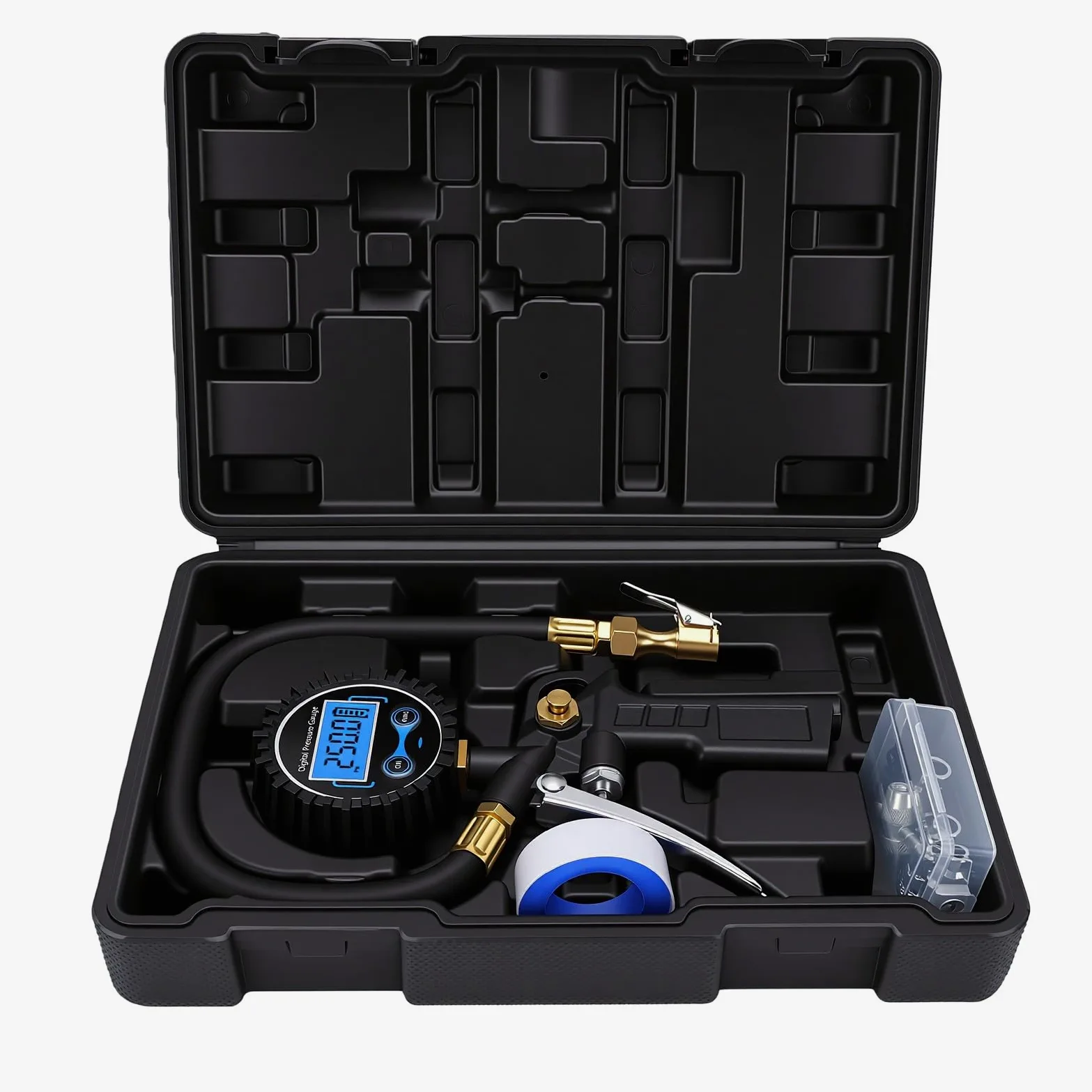 Yctze Manómetro de Presión de Neumáticos Digital 250 Psi con Inflador para Mecánicos Autos y Uso en Emergencias en Carretera Lecturas Precisas Resolución 0,1 Psi Pantalla LCD